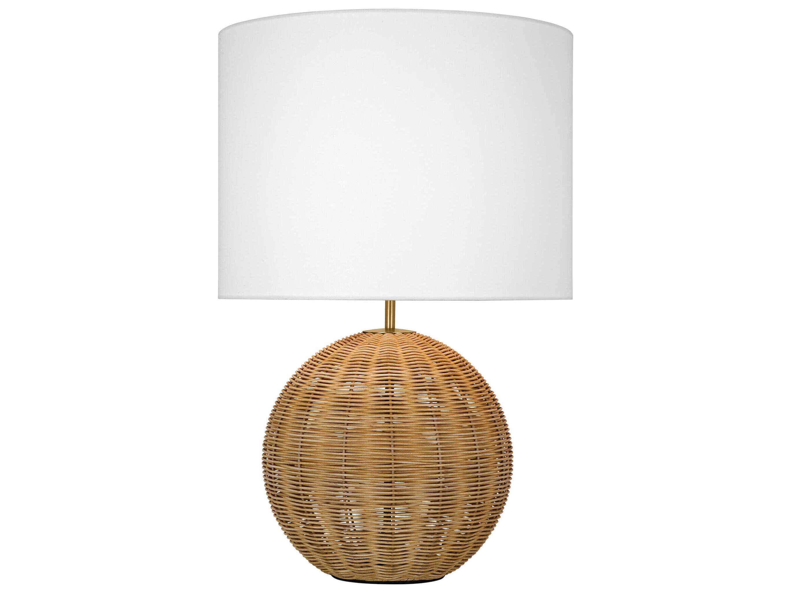 Visual Comfort Studio Mari Burnished Brass White Linen Fabric Table Lamp
