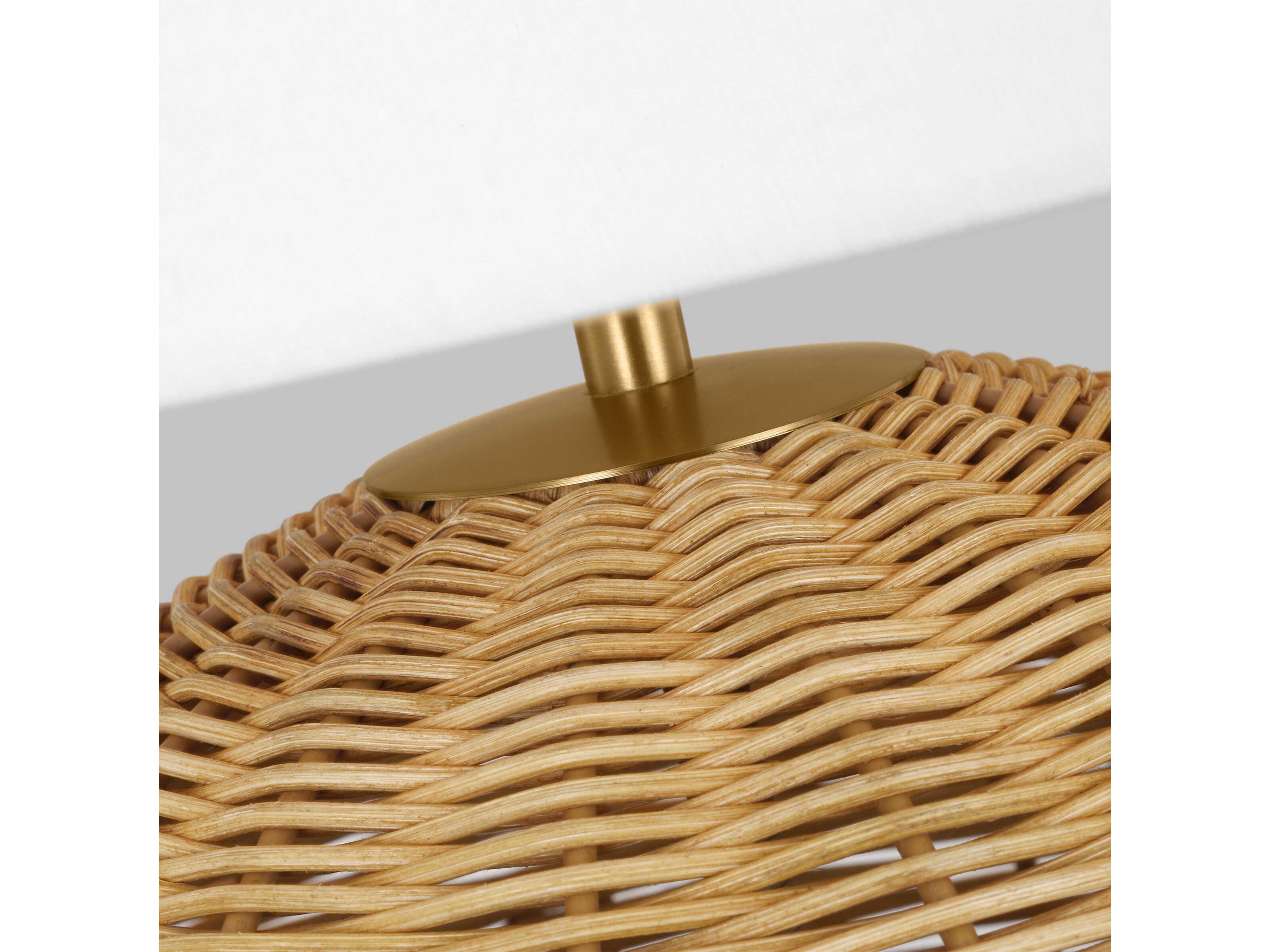 Visual Comfort Studio Mari Burnished Brass White Linen Fabric Table Lamp