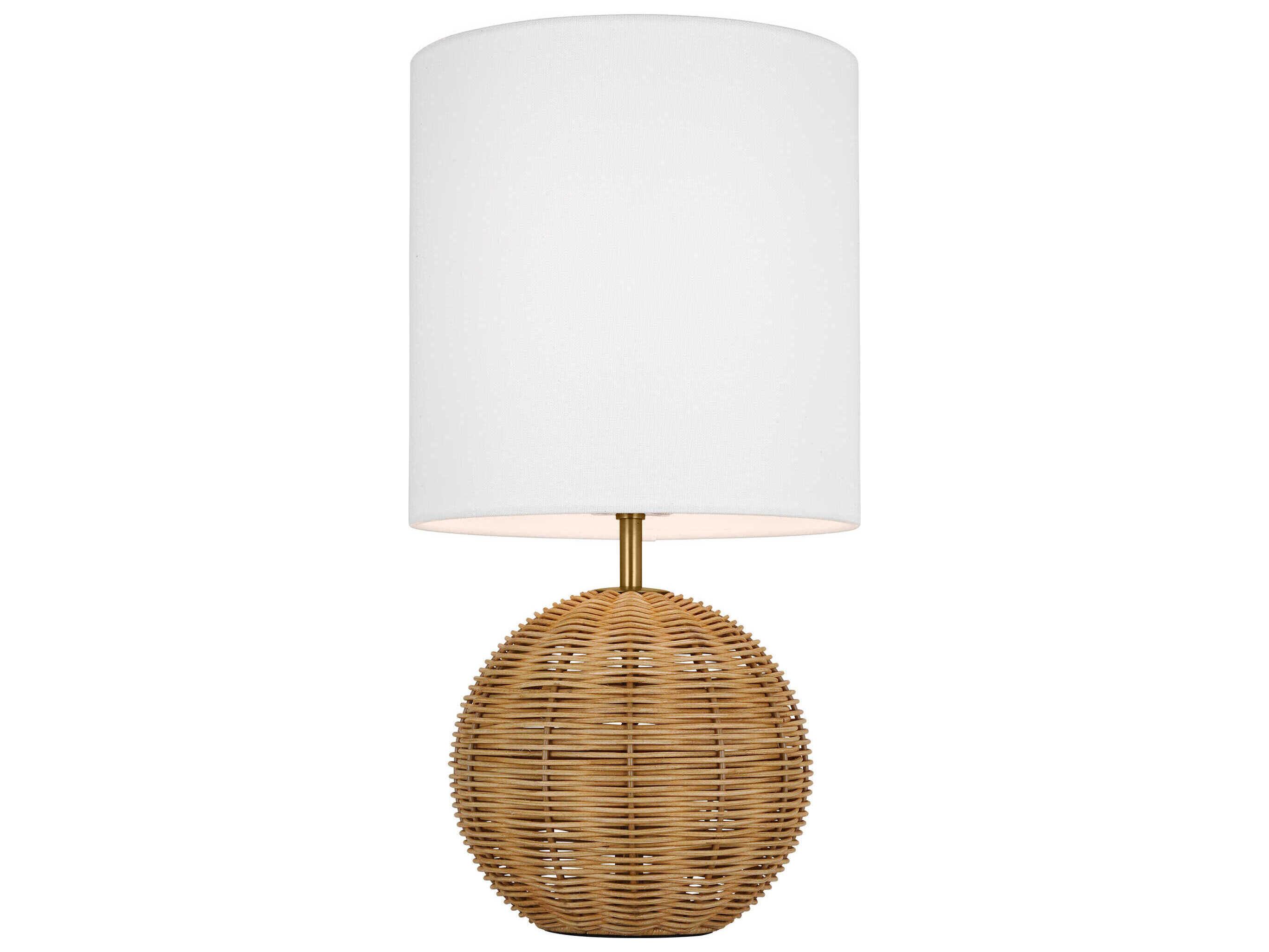 Visual Comfort Studio Mari Burnished Brass White Linen Fabric Table Lamp