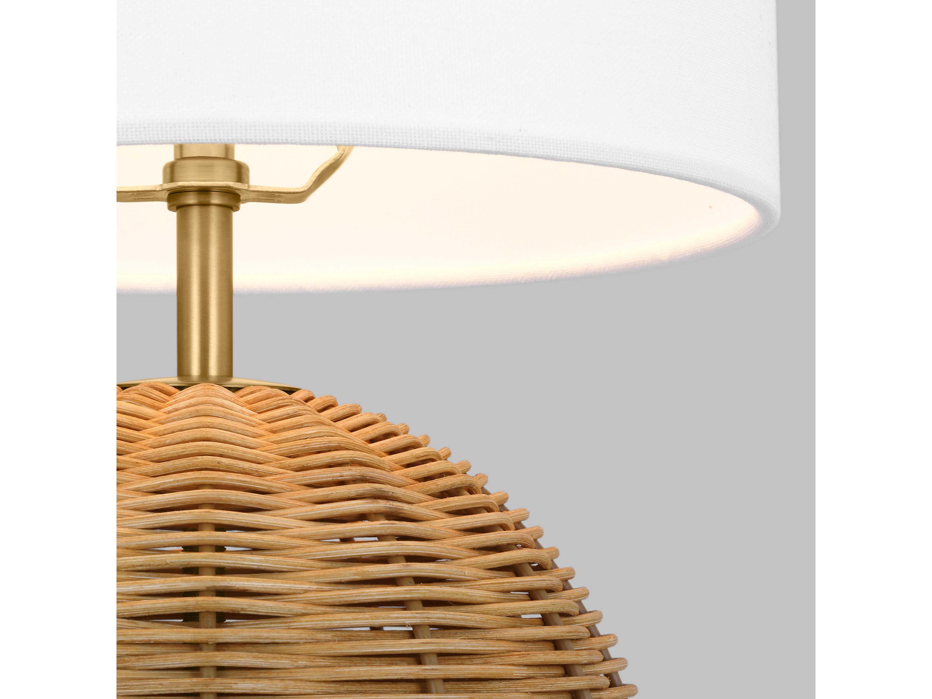 Visual Comfort Studio Mari Burnished Brass White Linen Fabric Table Lamp