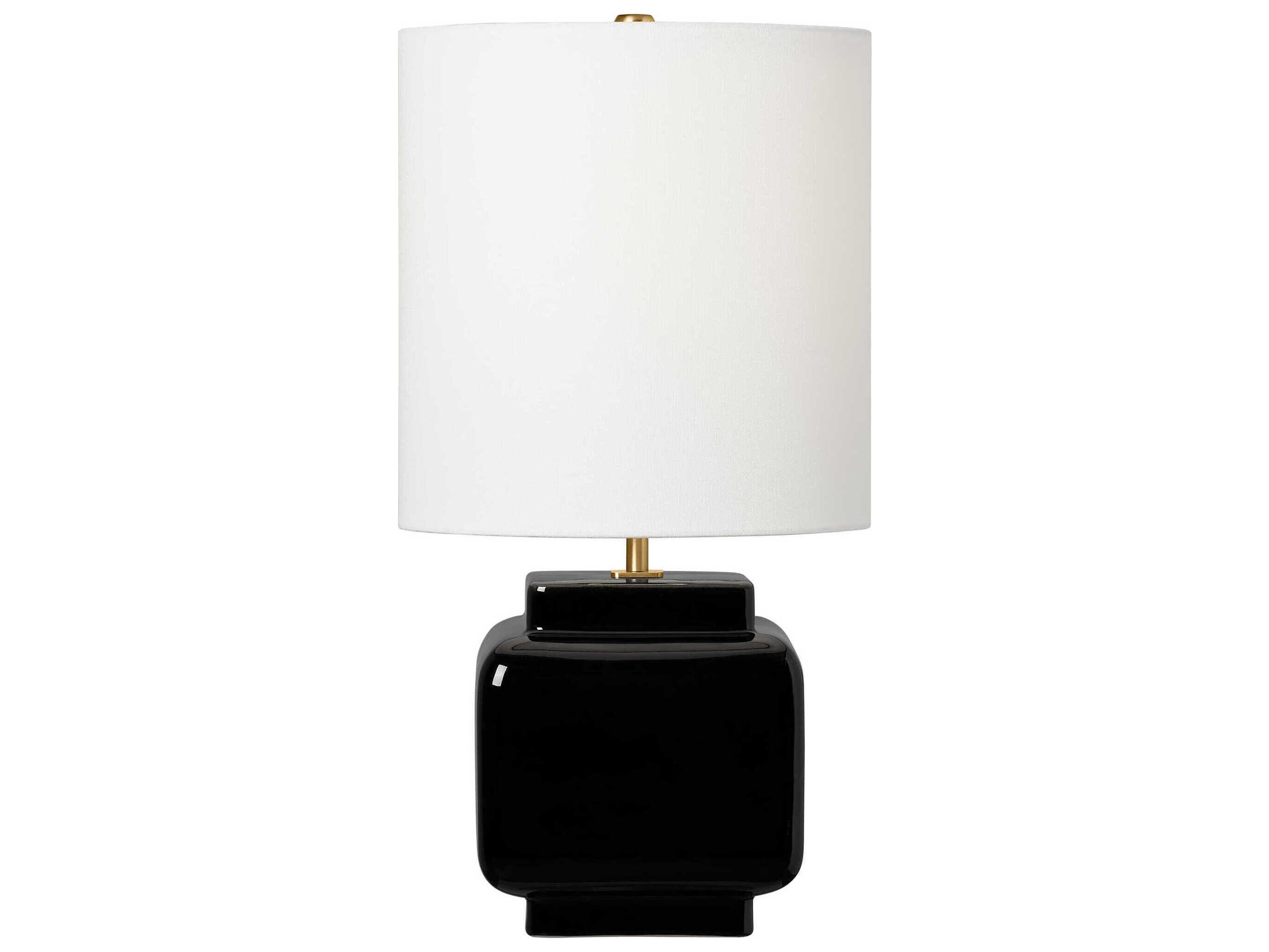 Visual Comfort Studio Anderson Black White Linen Table Lamp