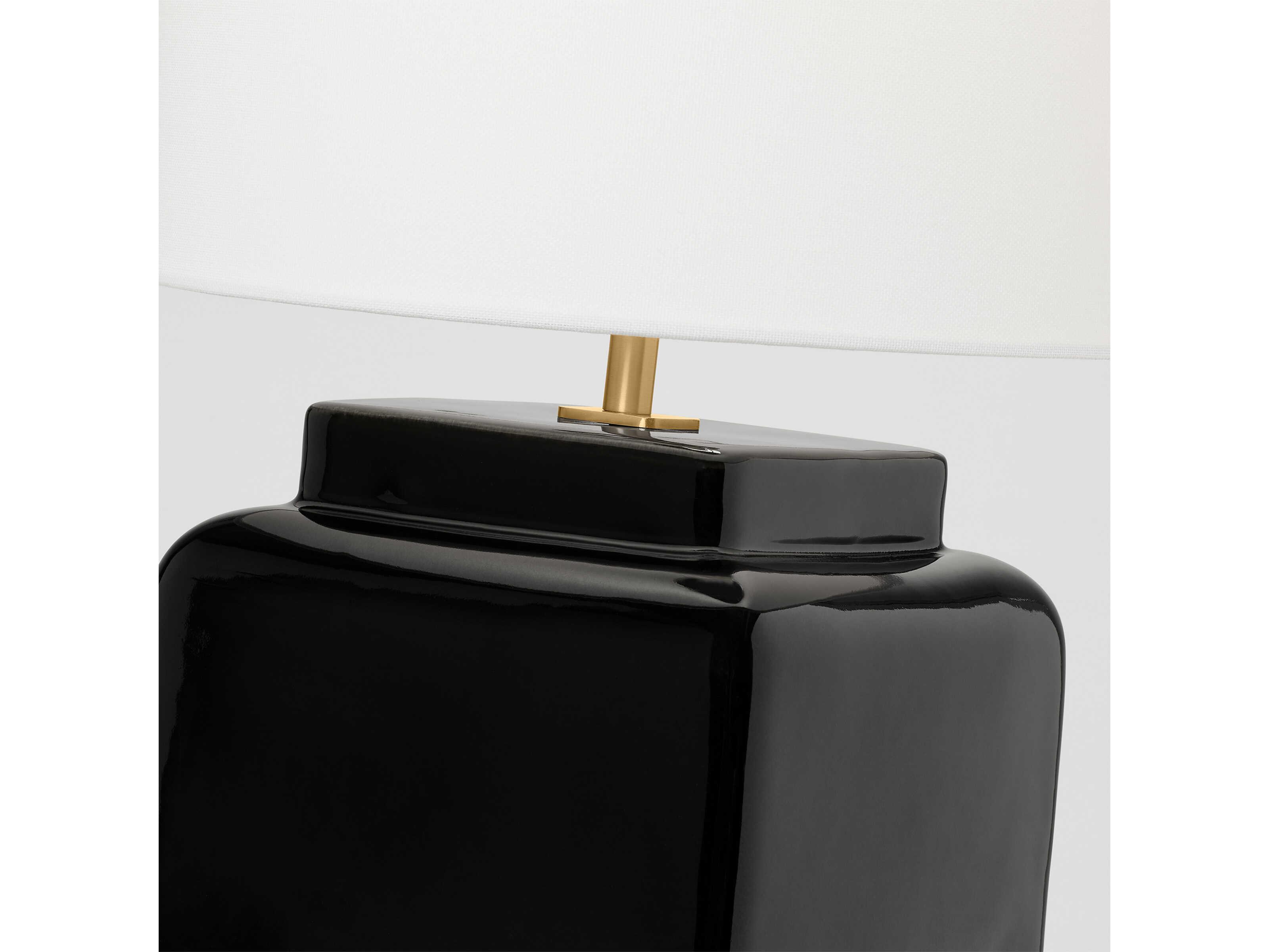 Visual Comfort Studio Anderson Black White Linen Table Lamp