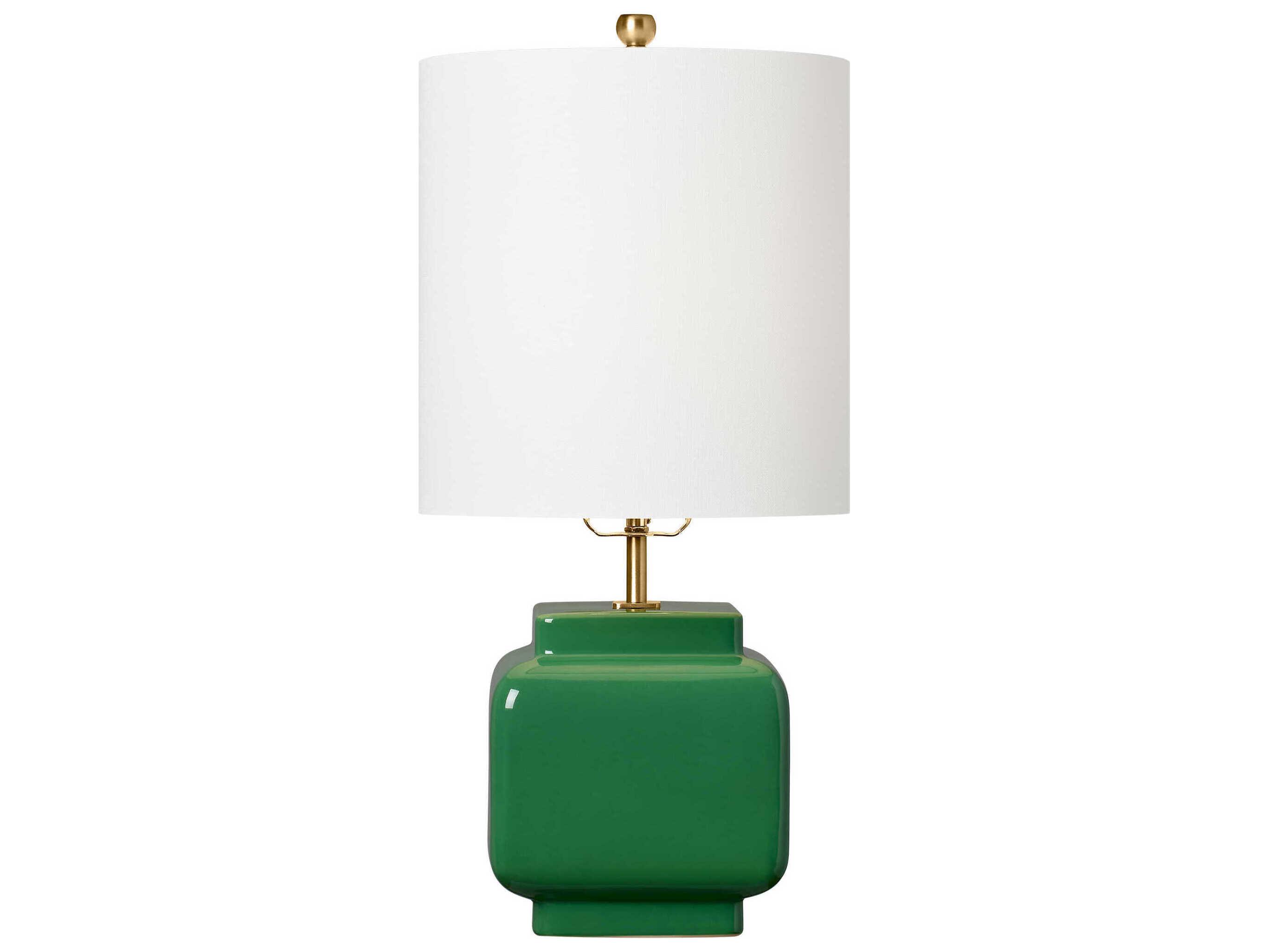Visual Comfort Studio Anderson Green White Linen Table Lamp
