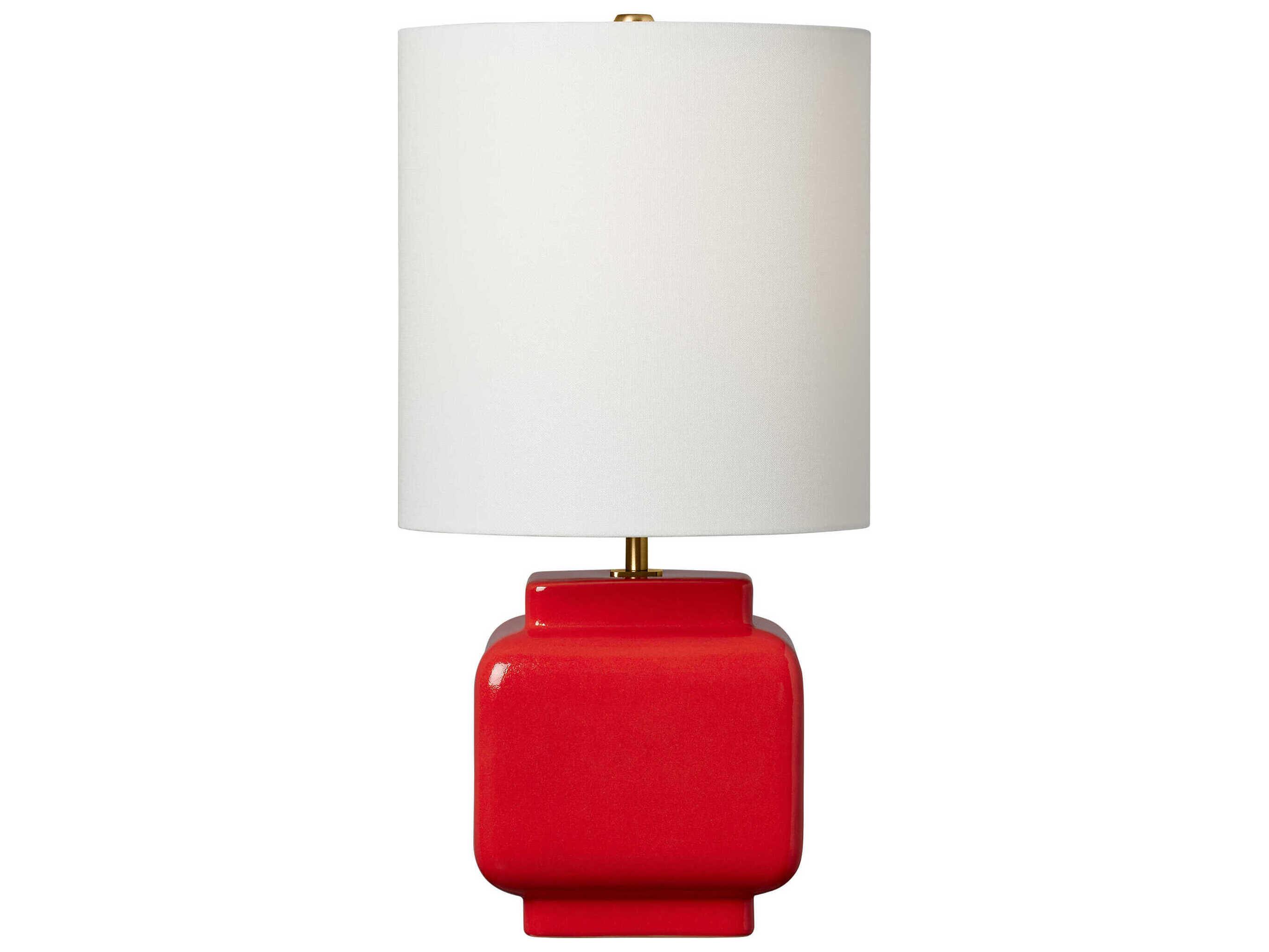 Visual Comfort Studio Anderson Lucent Red White Linen Table Lamp
