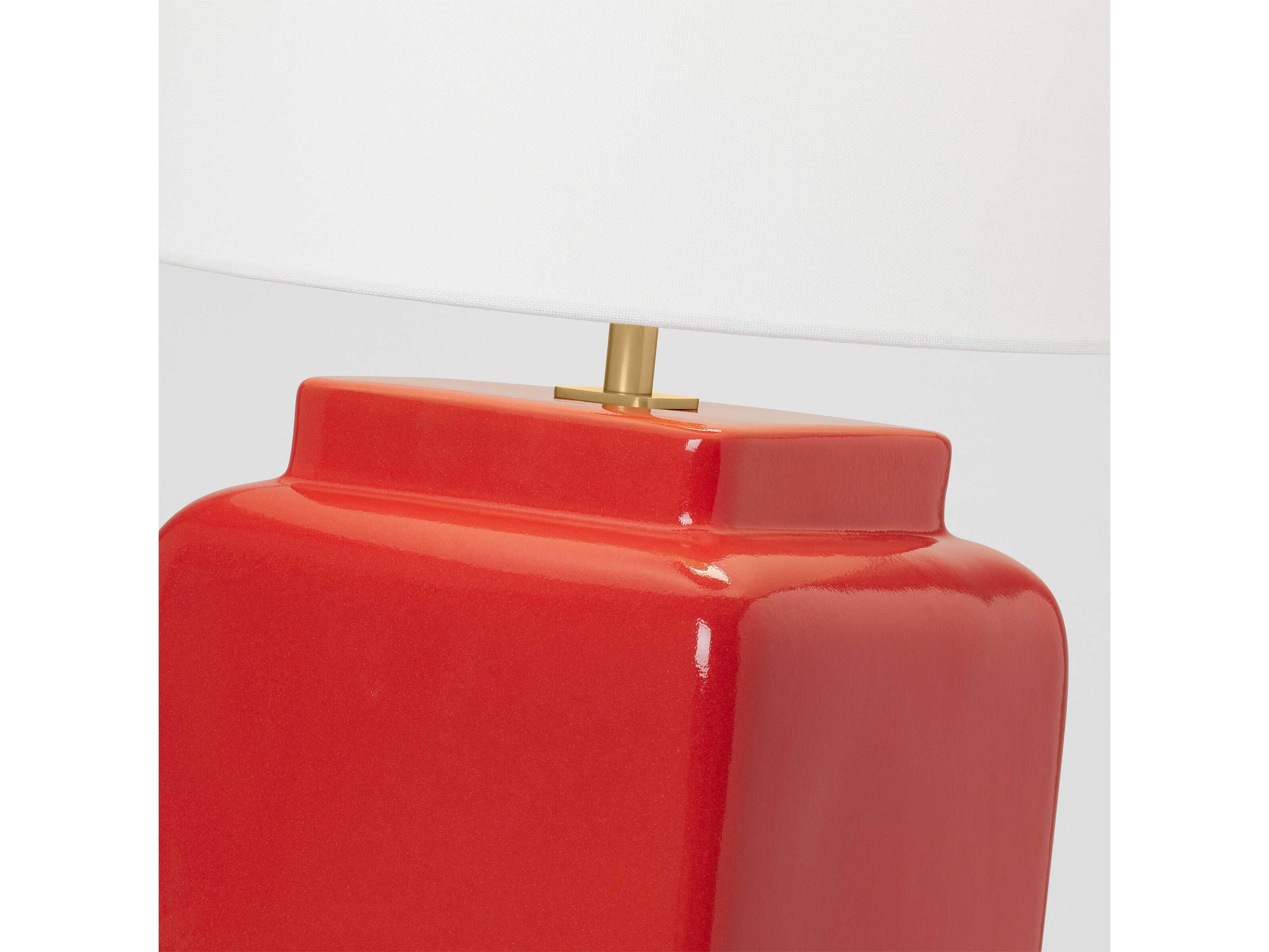 Visual Comfort Studio Anderson Lucent Red White Linen Table Lamp