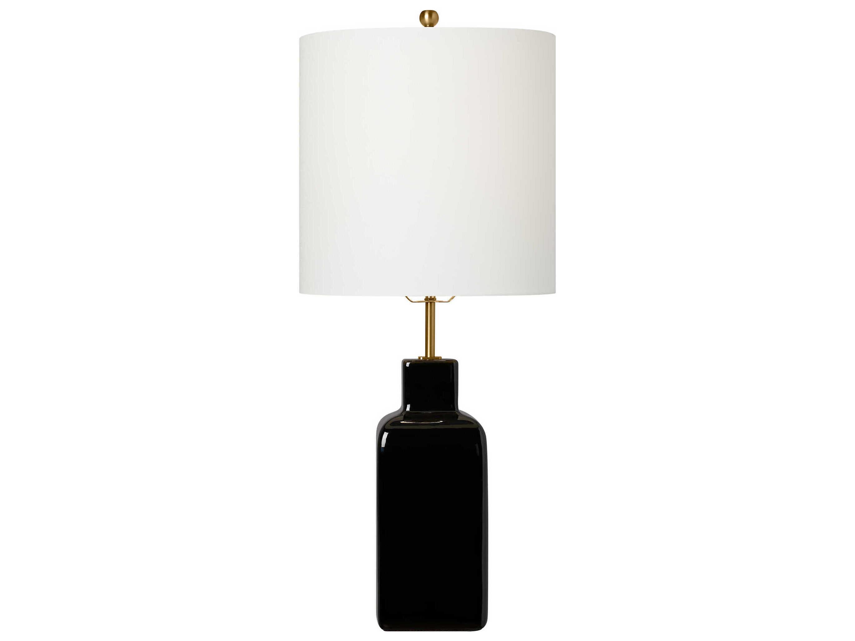Visual Comfort Studio Anderson Black White Linen Buffet Lamp