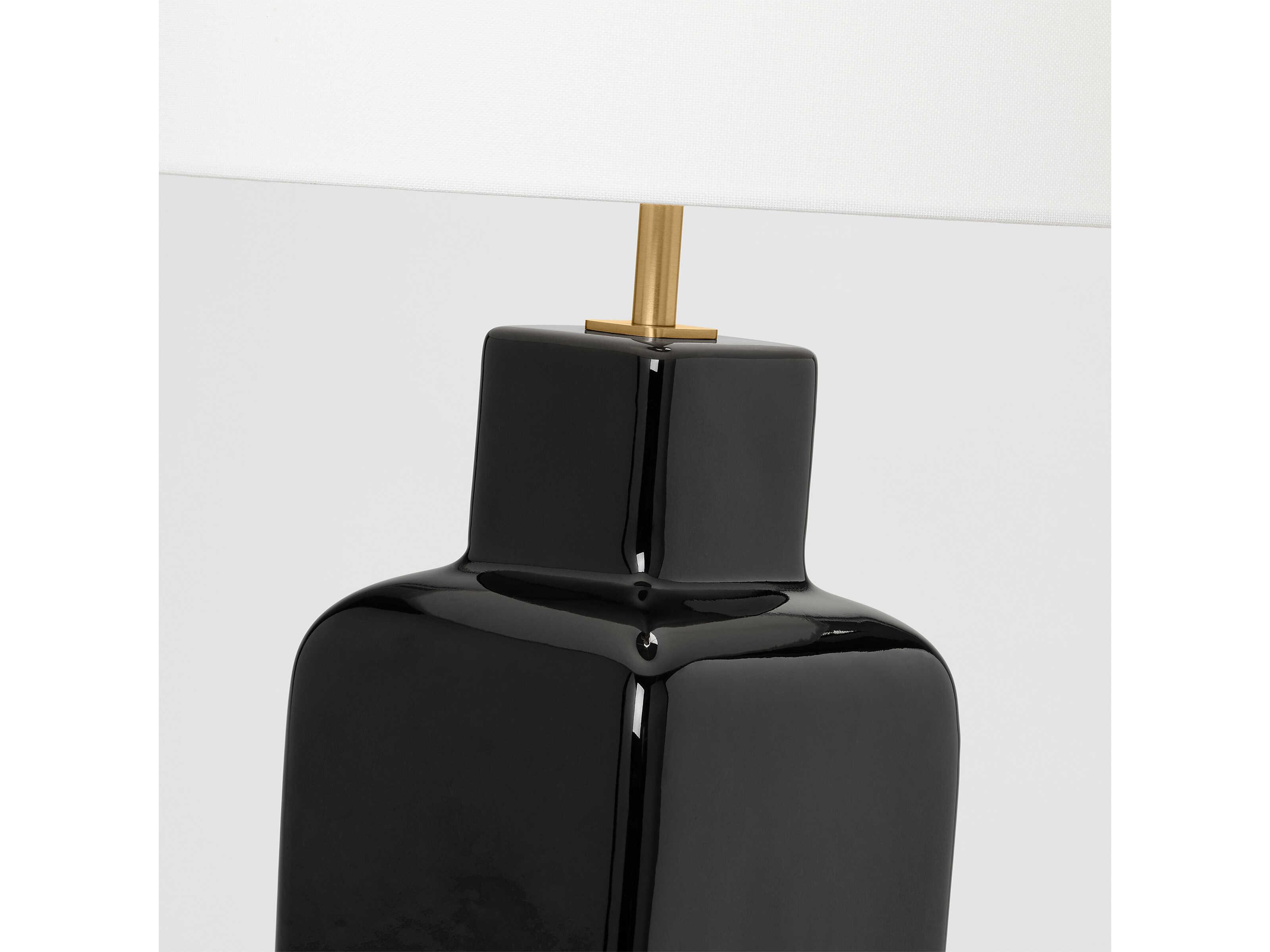 Visual Comfort Studio Anderson Black White Linen Buffet Lamp