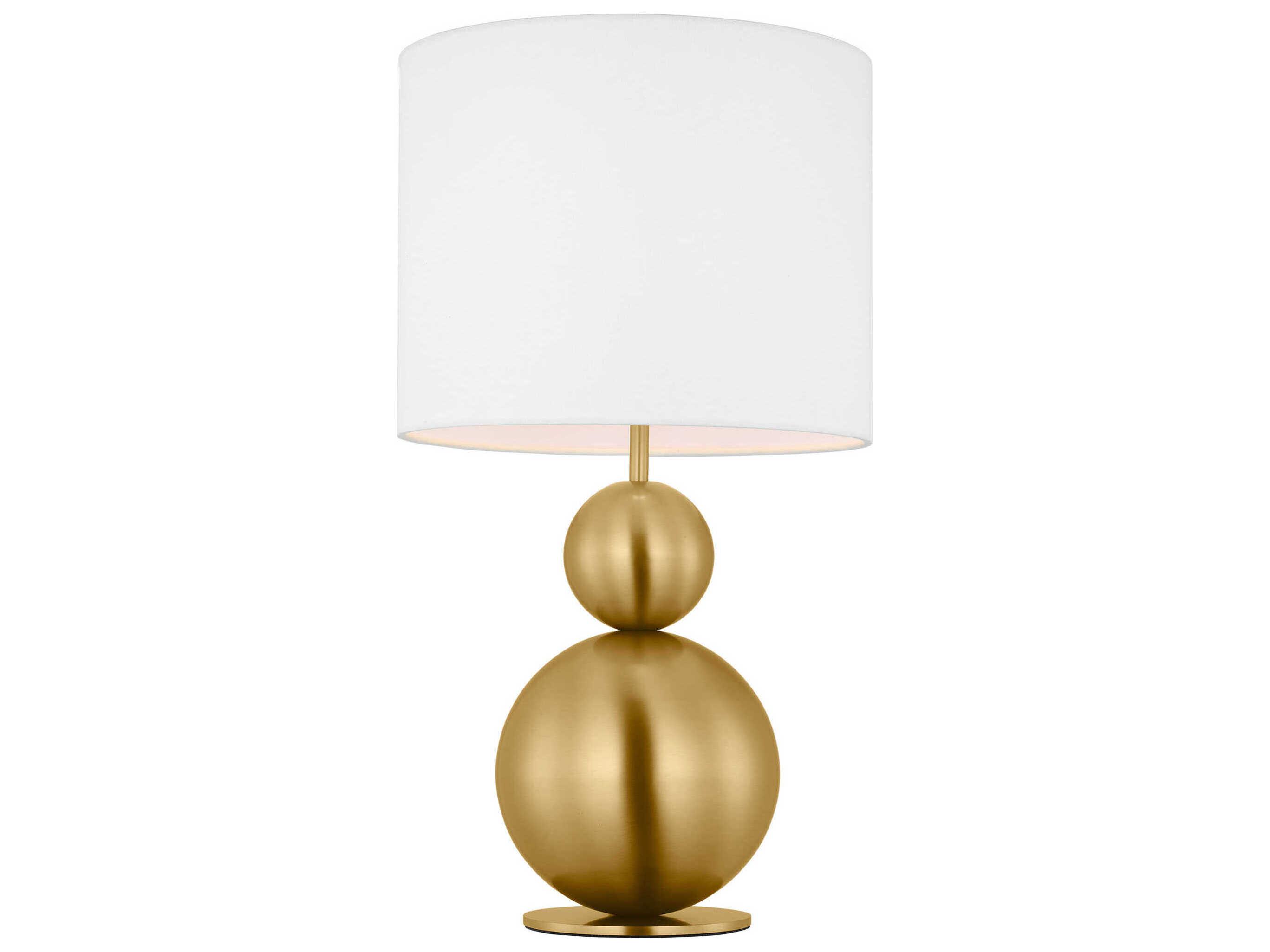 Visual Comfort Studio Suki Burnished Brass White Linen Table Lamp