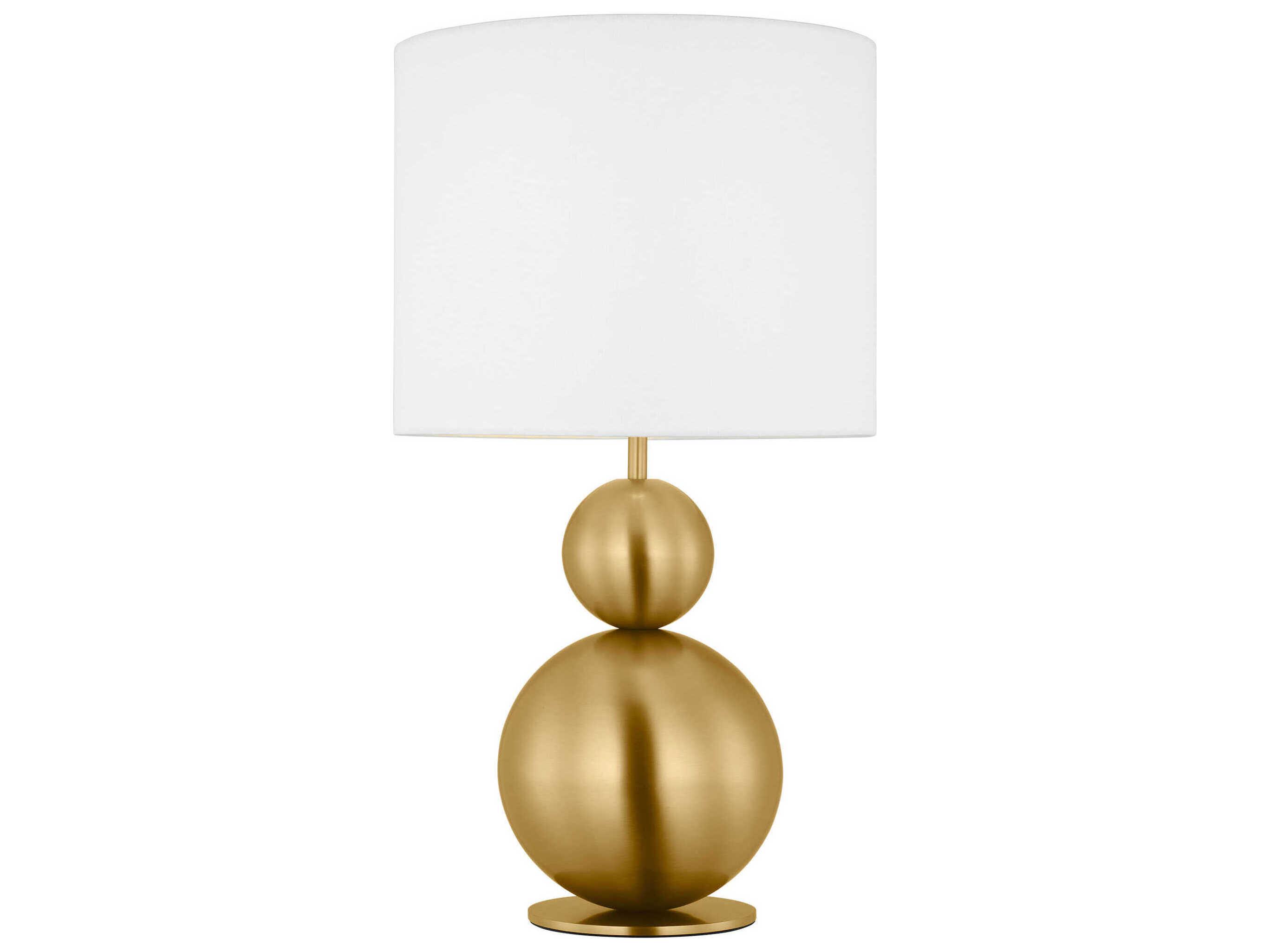 Visual Comfort Studio Suki Burnished Brass White Linen Table Lamp