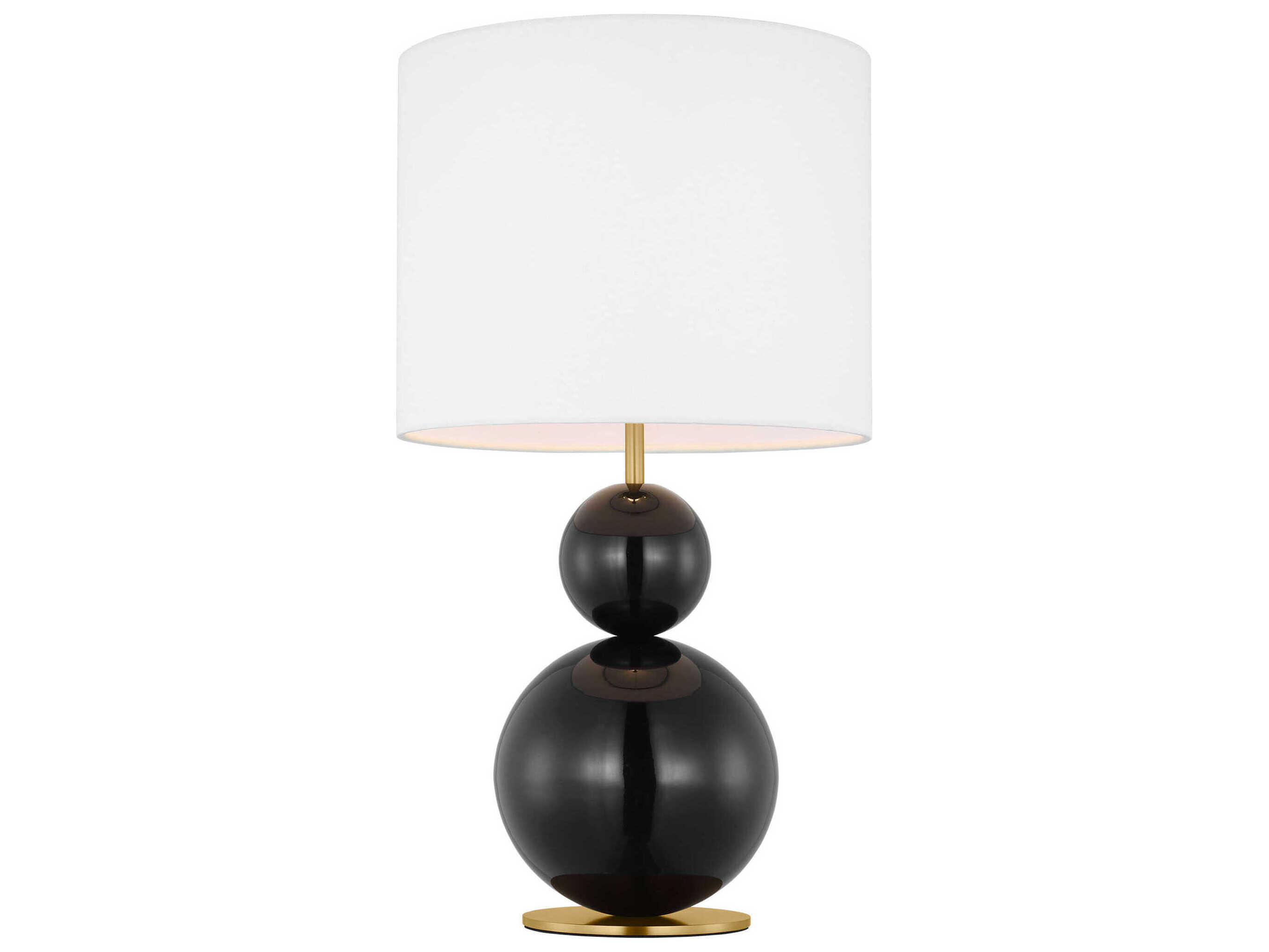 Visual Comfort Studio Suki Gloss Black White Linen Table Lamp