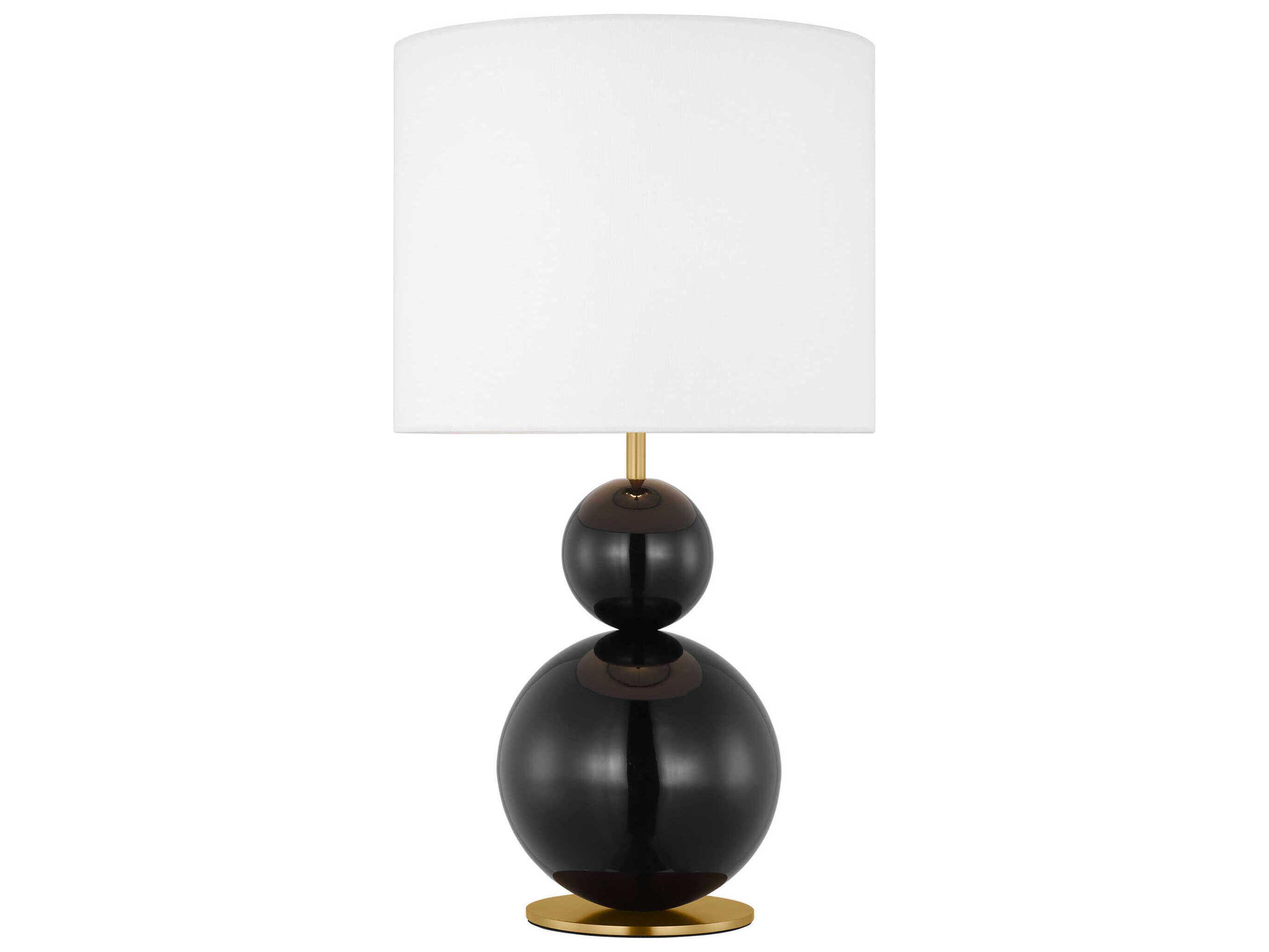 Visual Comfort Studio Suki Gloss Black White Linen Table Lamp