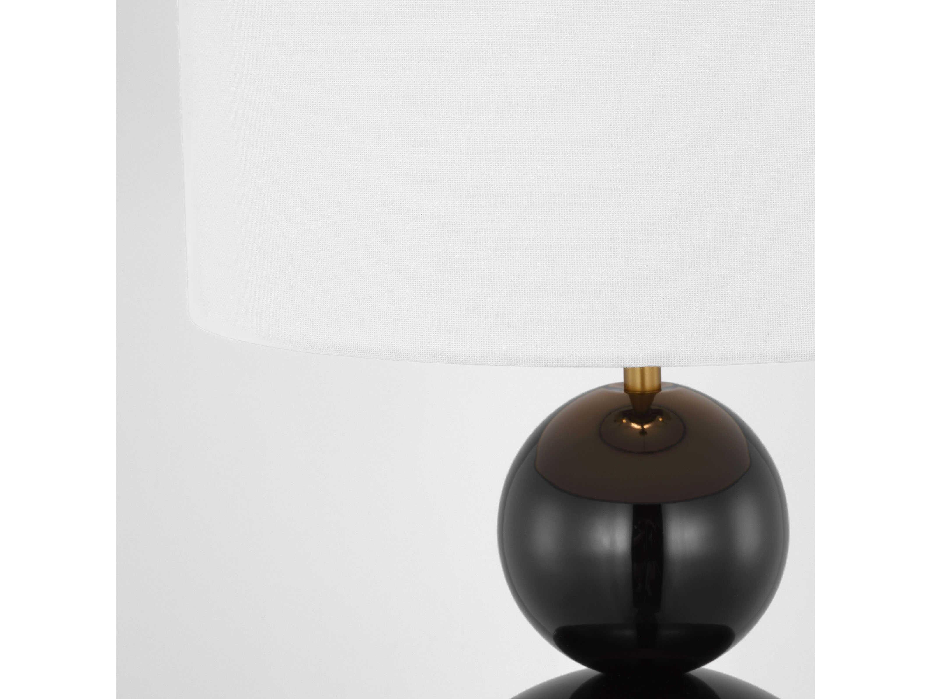 Visual Comfort Studio Suki Gloss Black White Linen Table Lamp