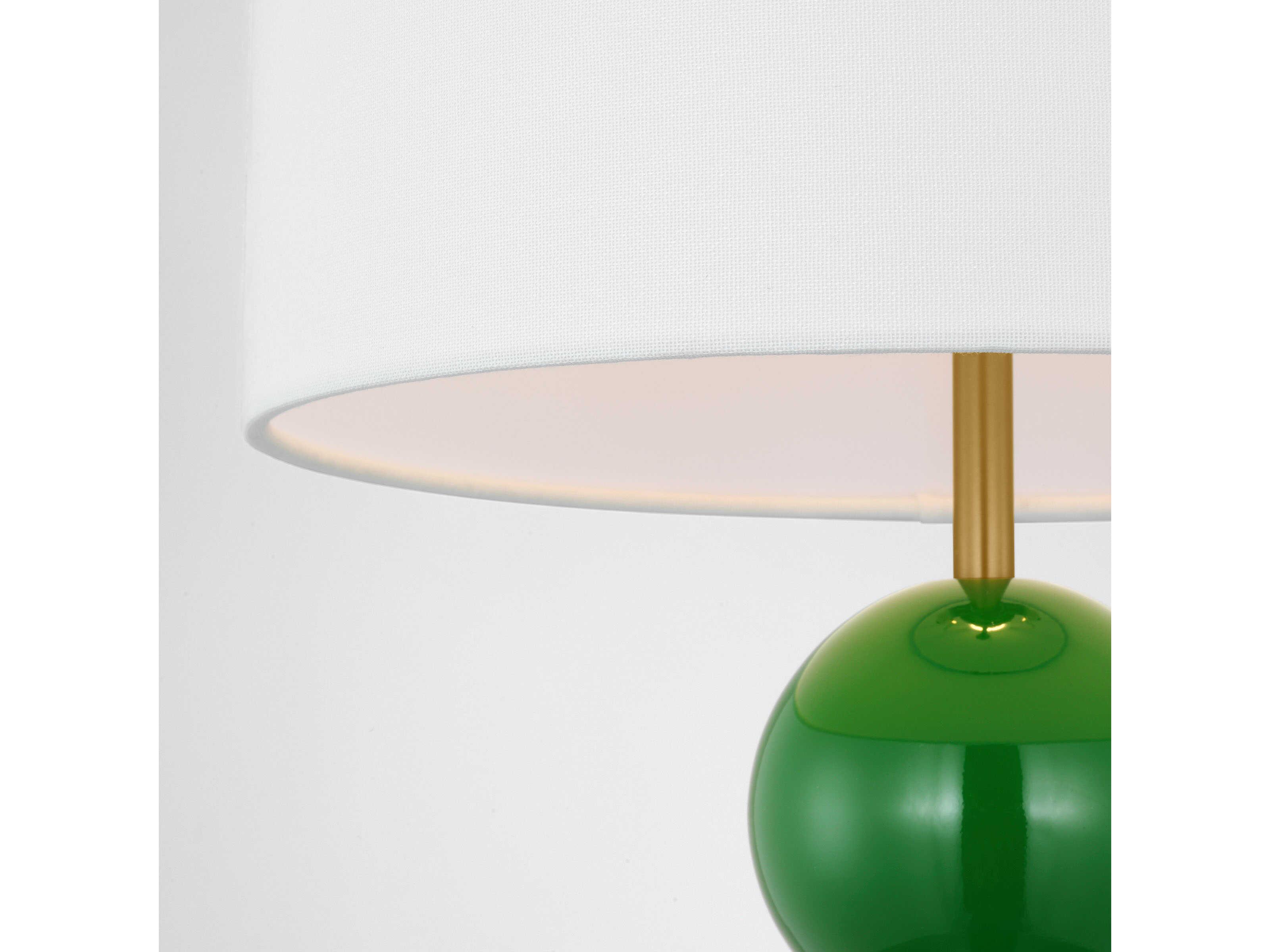 Visual Comfort Studio Suki Green White Linen Table Lamp
