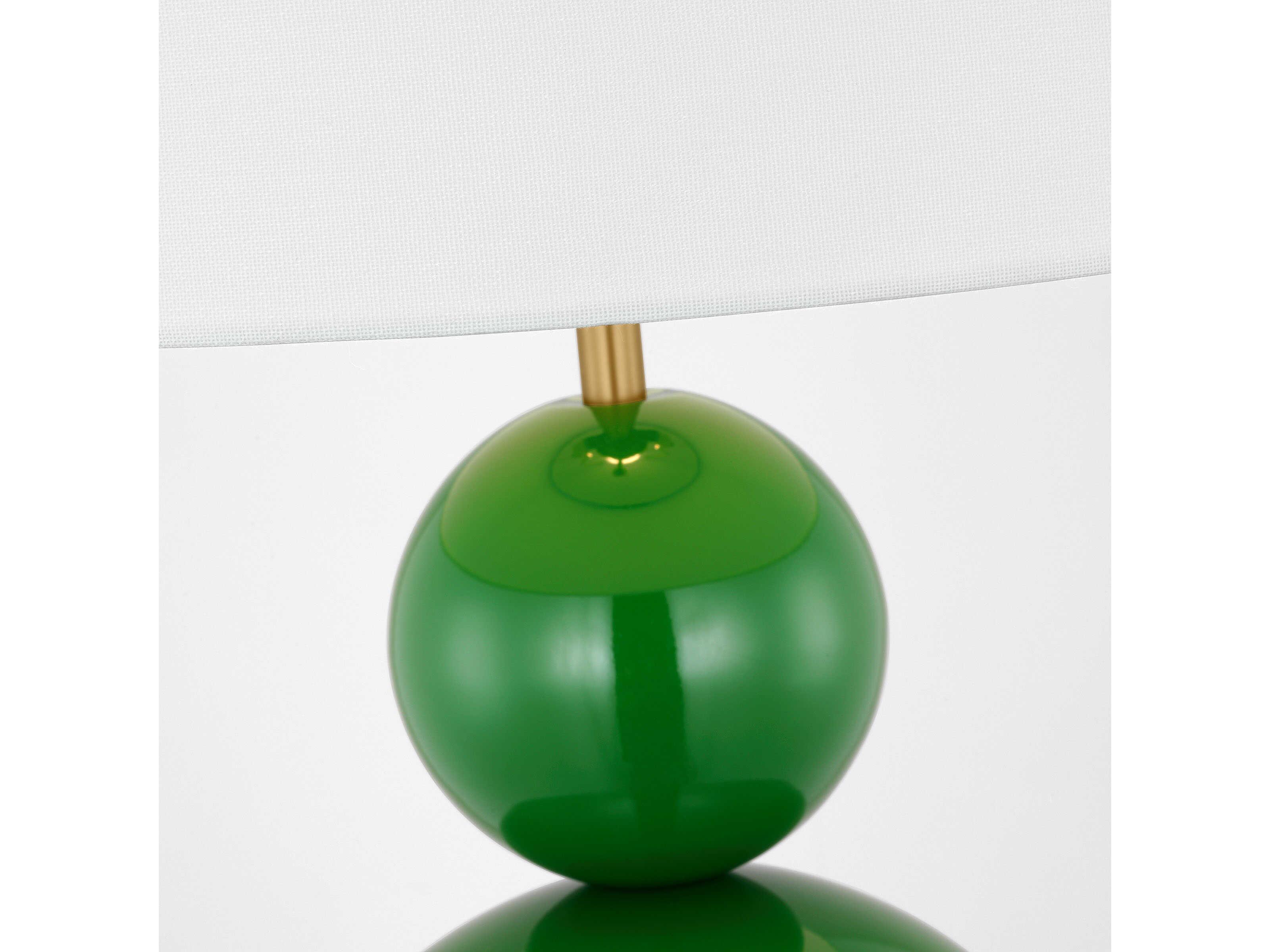 Visual Comfort Studio Suki Green White Linen Table Lamp