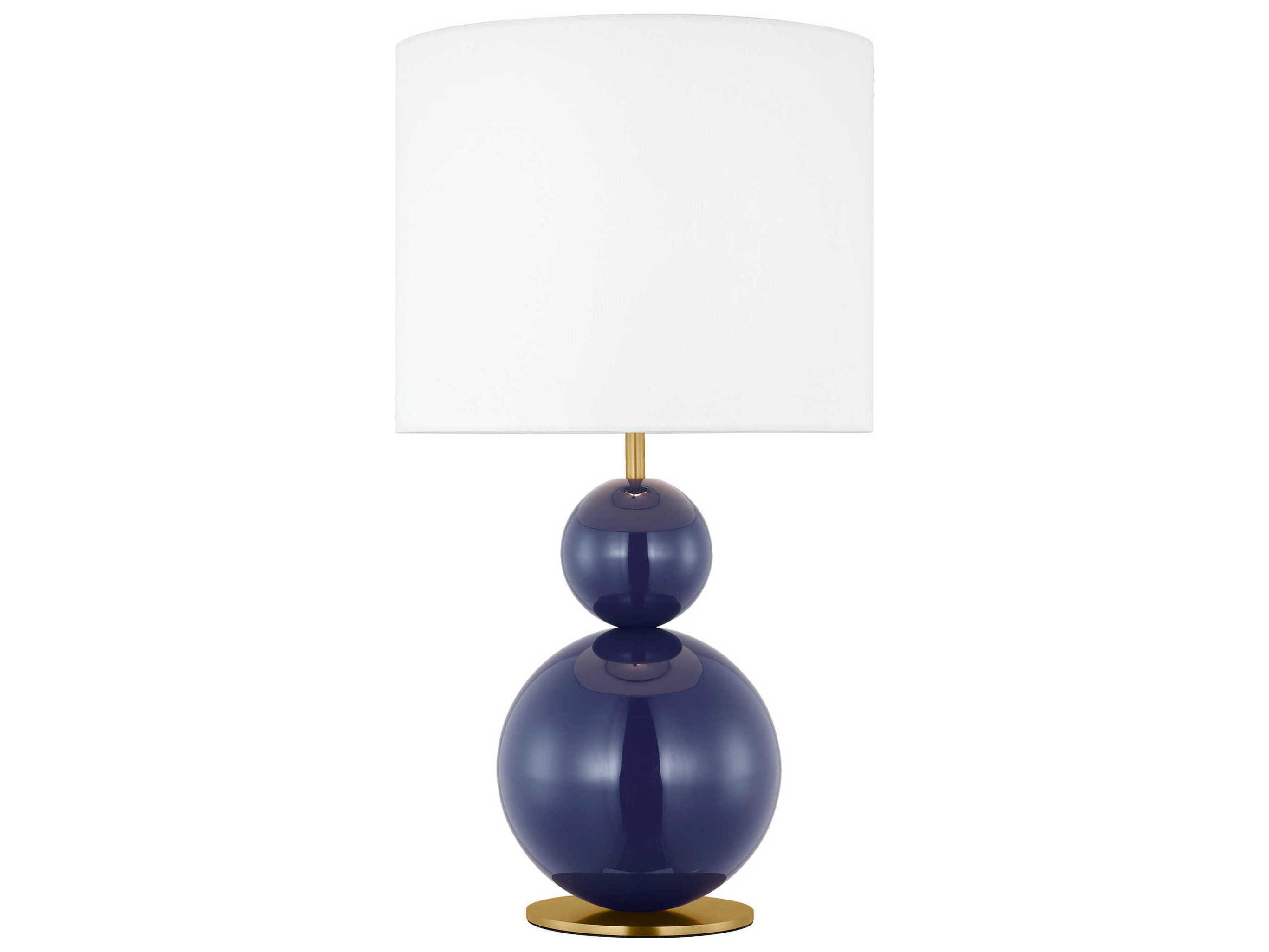 Visual Comfort Studio Suki Navy White Linen Blue Table Lamp