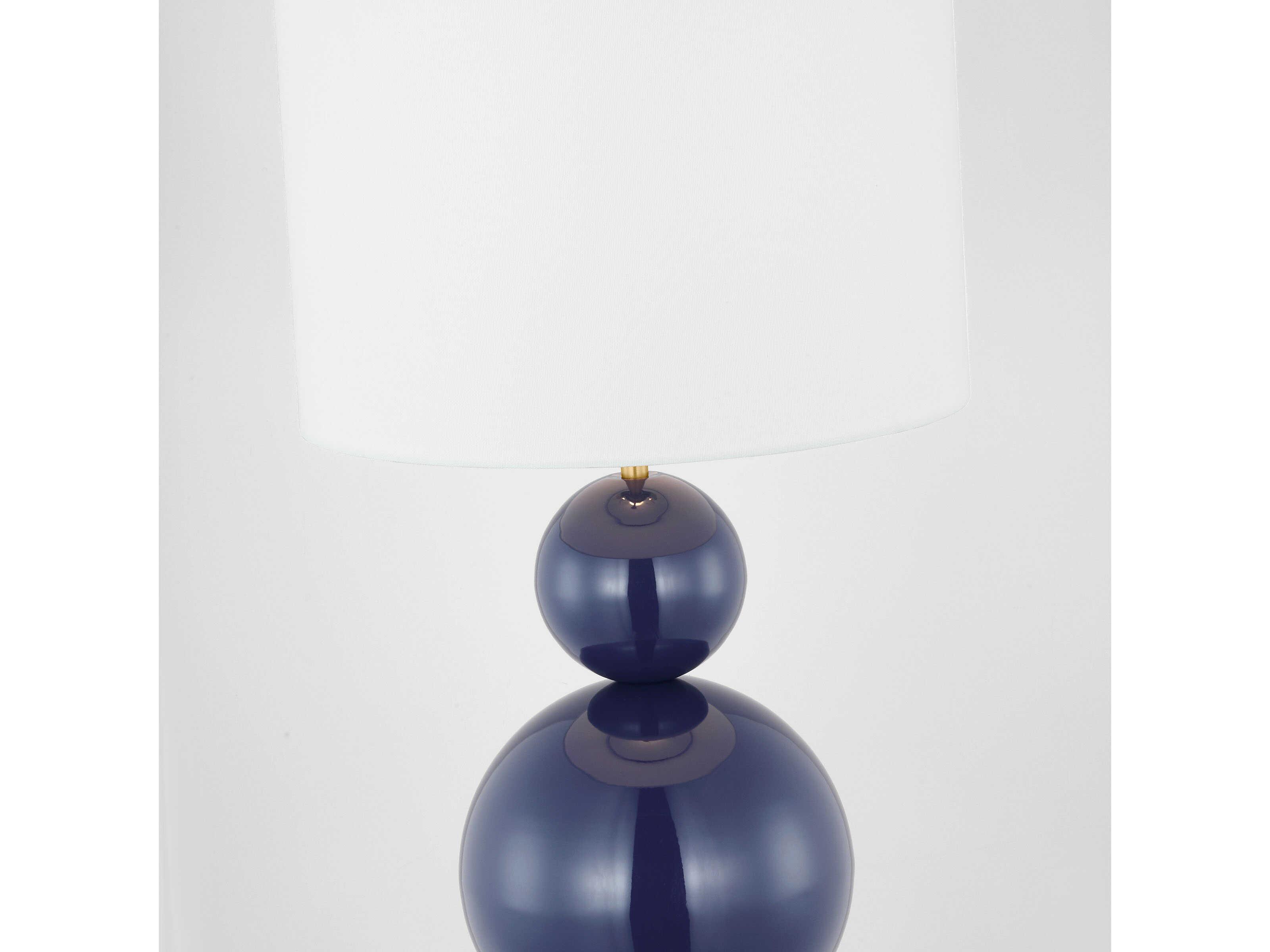 Visual Comfort Studio Suki Navy White Linen Blue Table Lamp