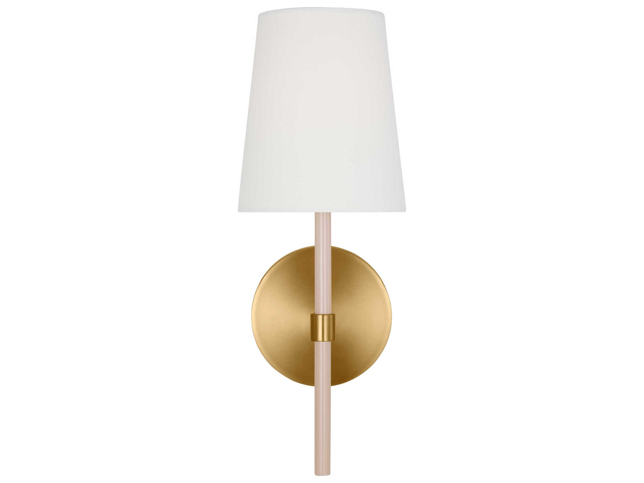 Visual Comfort Studio Monroe 1-Light Burnished Brass Blush Pink Wall Sconce