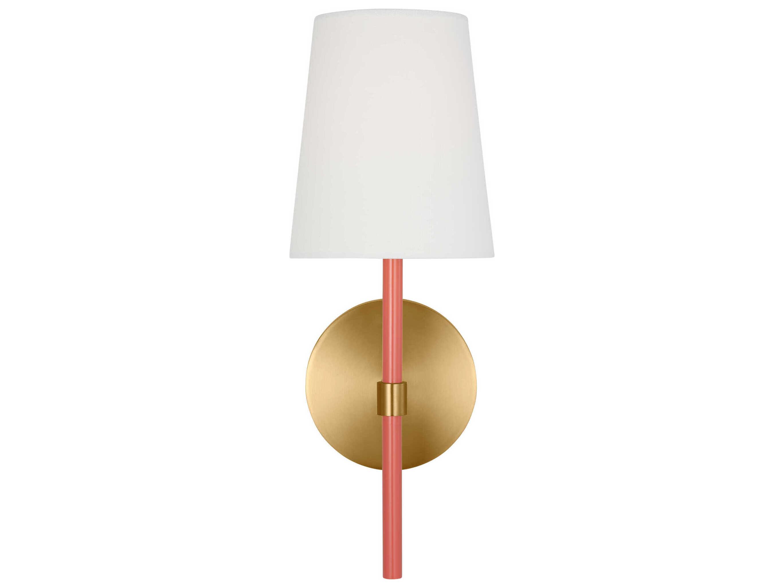 Visual Comfort Studio Monroe 1-Light Burnished Brass Coral Pink Wall Sconce