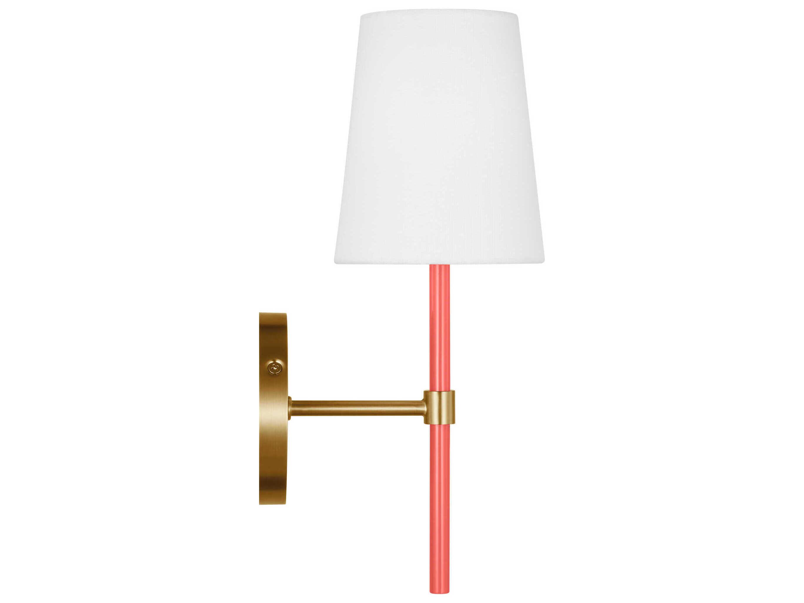 Visual Comfort Studio Monroe 1-Light Burnished Brass Coral Pink Wall Sconce