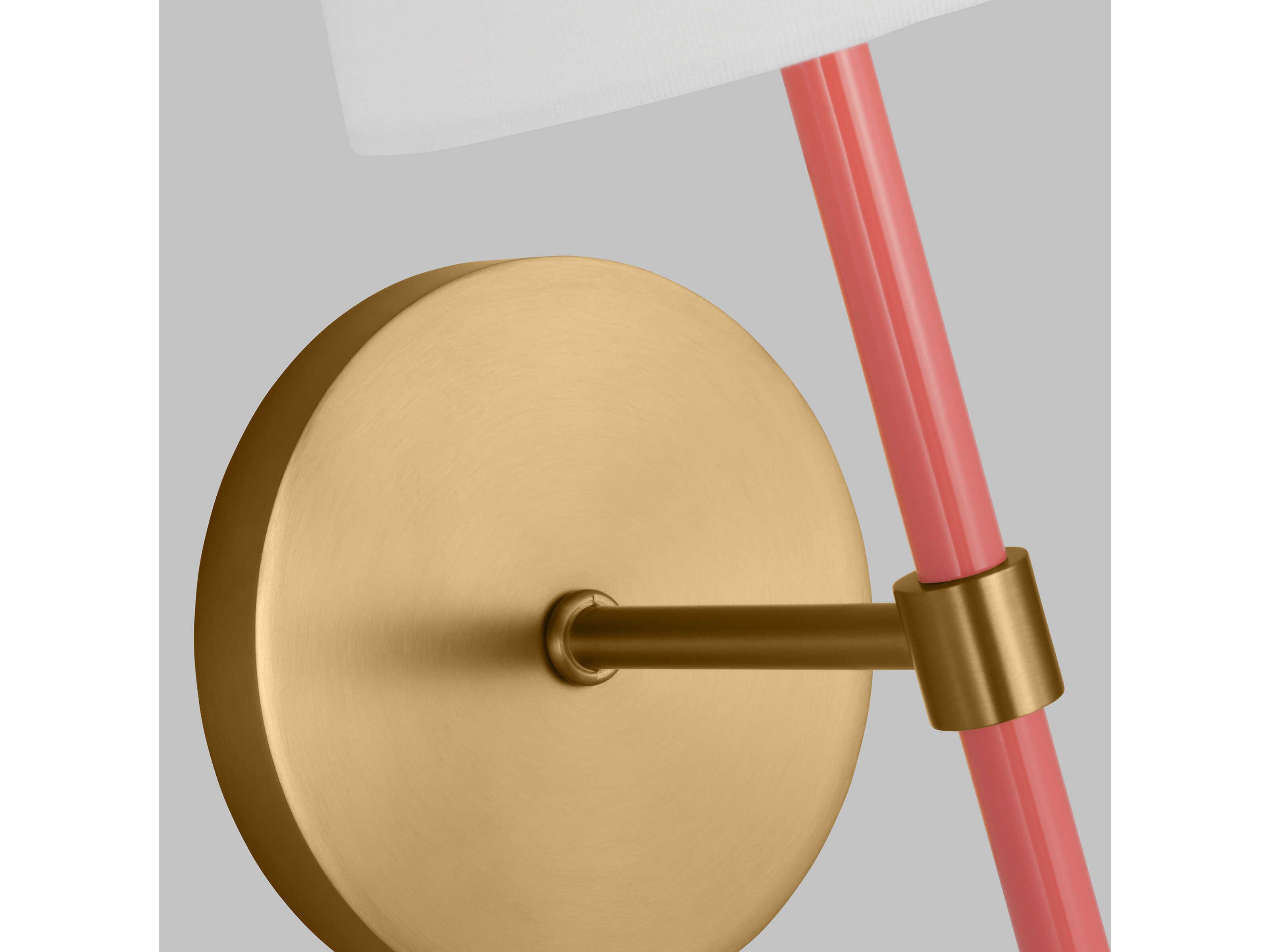 Visual Comfort Studio Monroe 1-Light Burnished Brass Coral Pink Wall Sconce