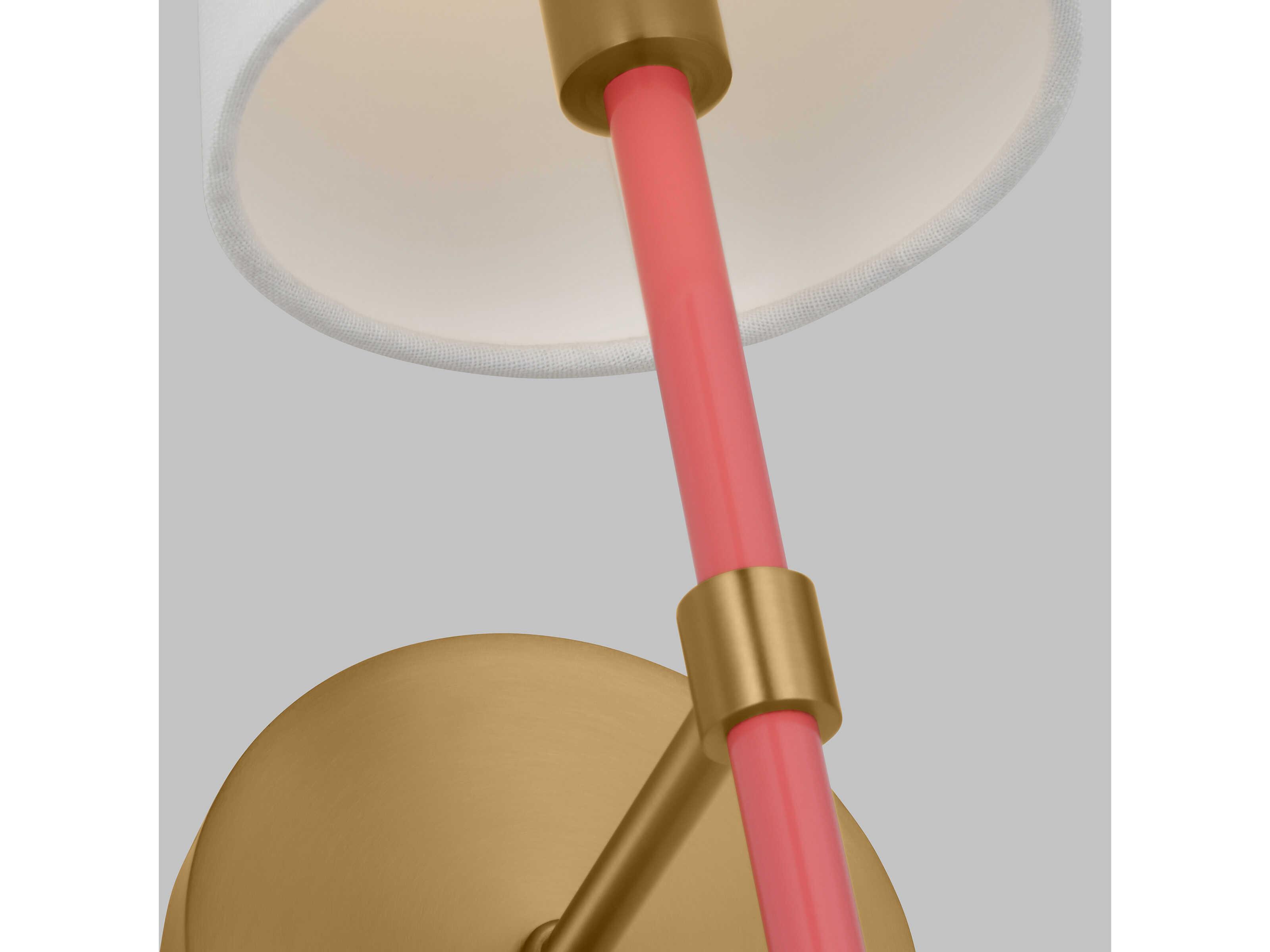 Visual Comfort Studio Monroe 1-Light Burnished Brass Coral Pink Wall Sconce