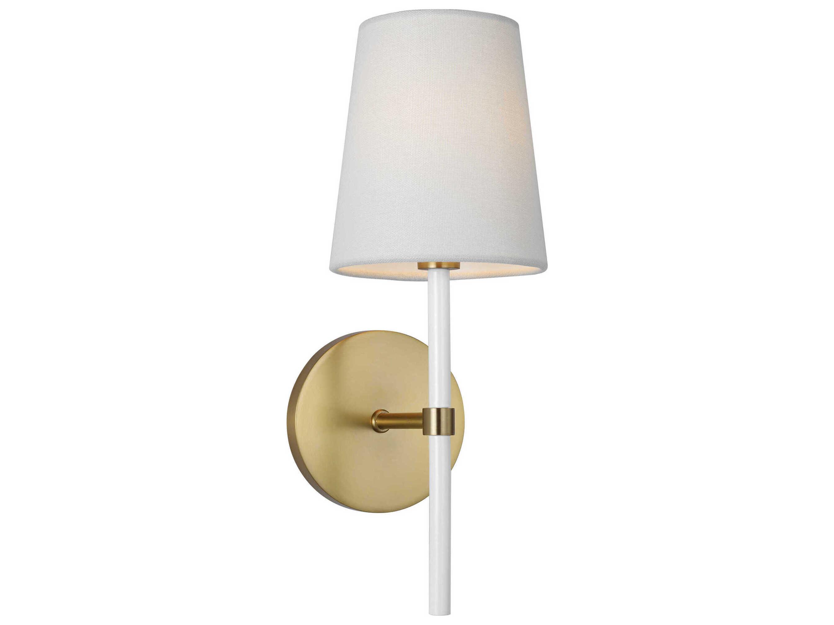 Visual Comfort Studio Monroe 1-Light Burnished Brass Gloss White Wall Sconce
