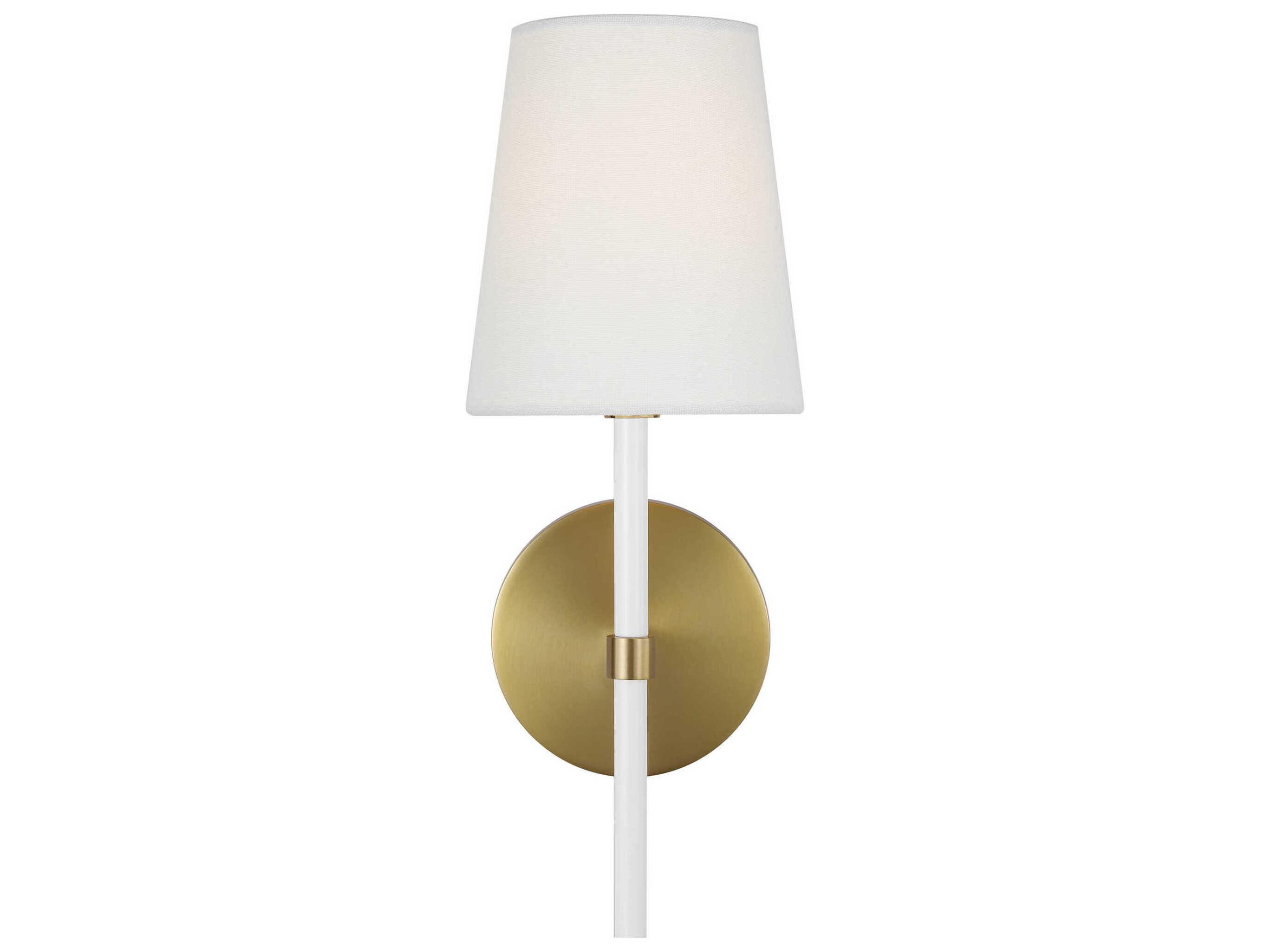 Visual Comfort Studio Monroe 1-Light Burnished Brass Gloss White Wall Sconce