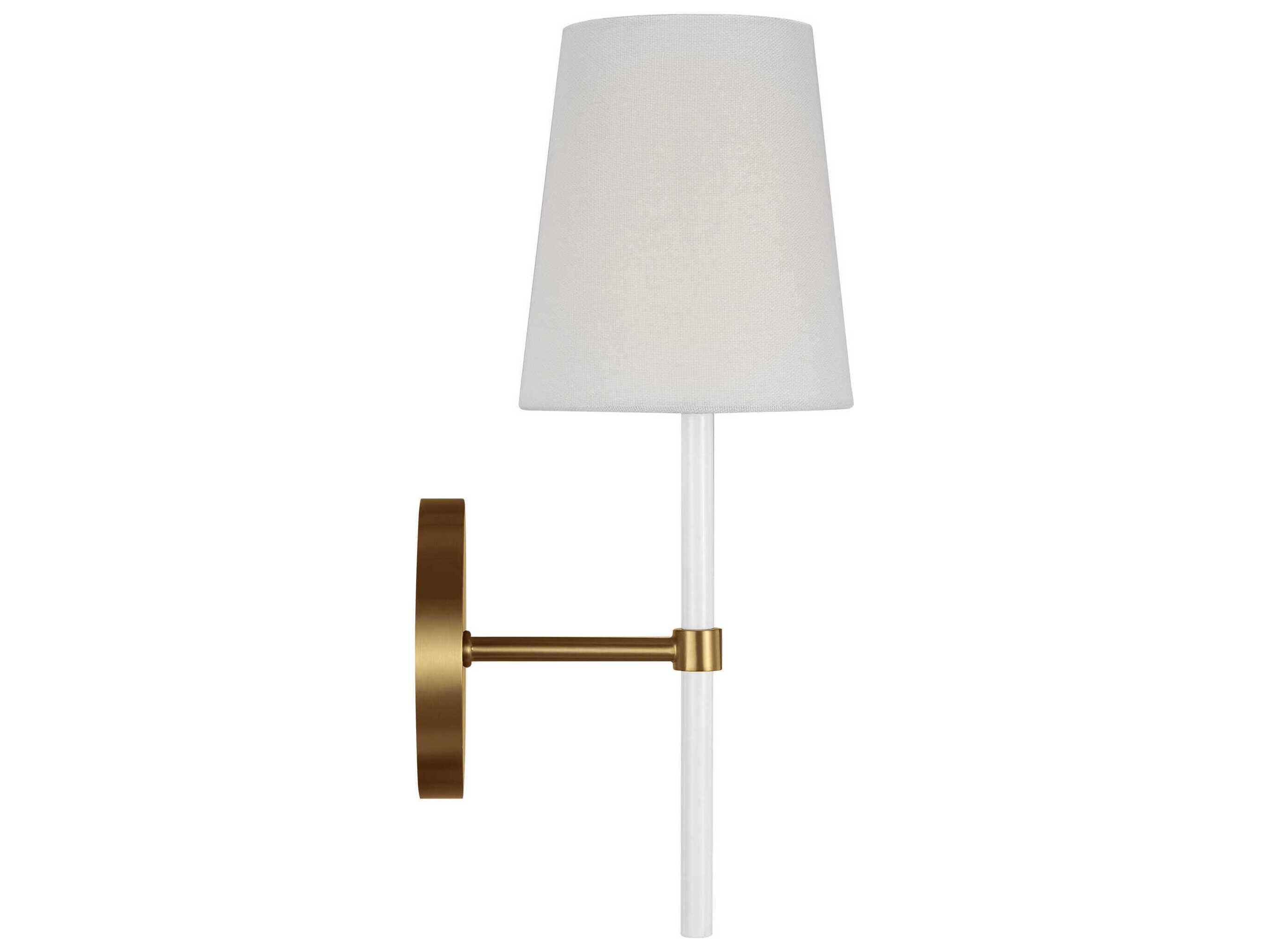 Visual Comfort Studio Monroe 1-Light Burnished Brass Gloss White Wall Sconce