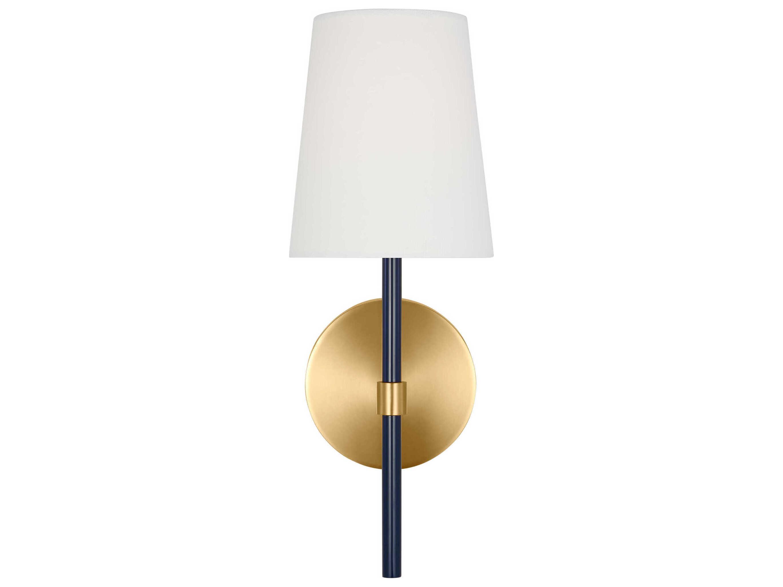 Visual Comfort Studio Monroe 1-Light Burnished Brass Navy Blue Wall Sconce