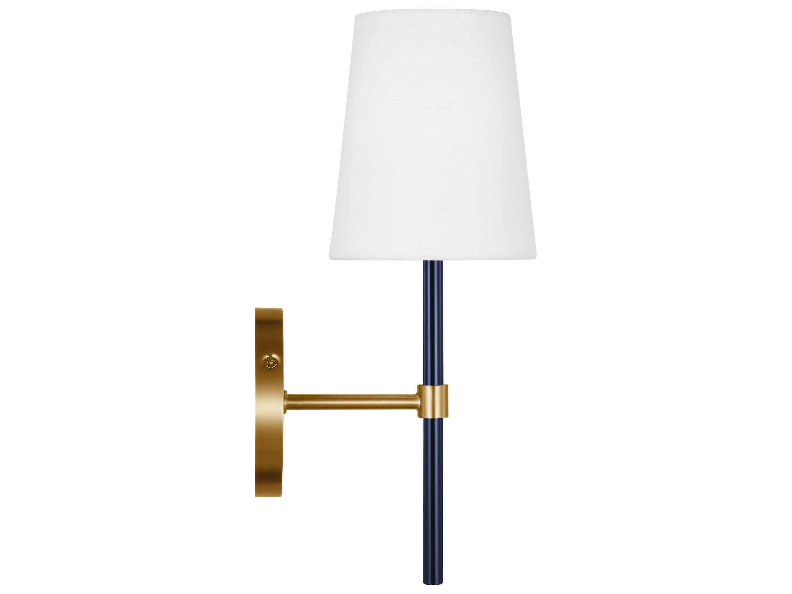 Visual Comfort Studio Monroe 1-Light Burnished Brass Navy Blue Wall Sconce