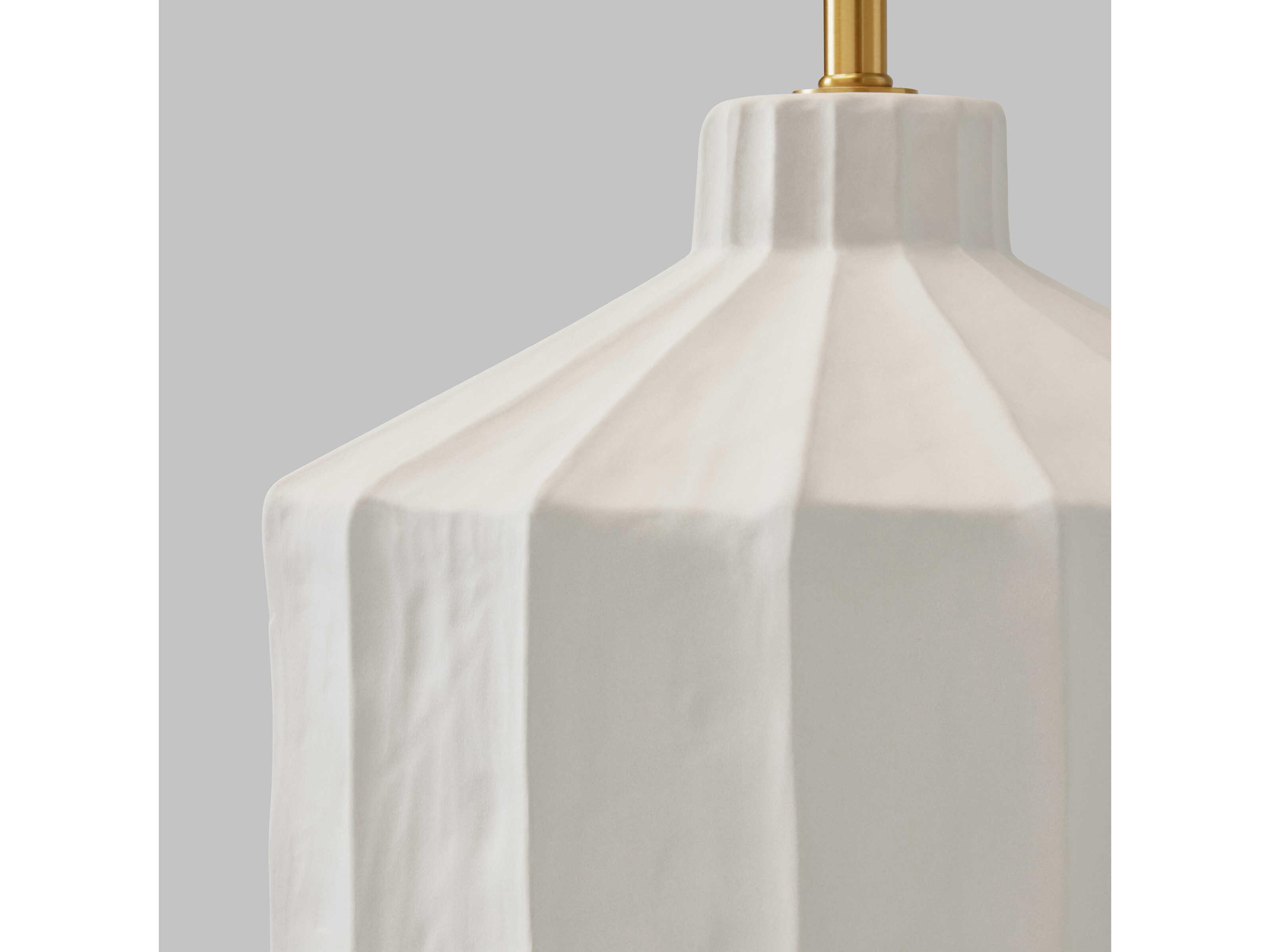 Visual Comfort Studio Veneto Matte Concrete White Linen Fabric Table Lamp