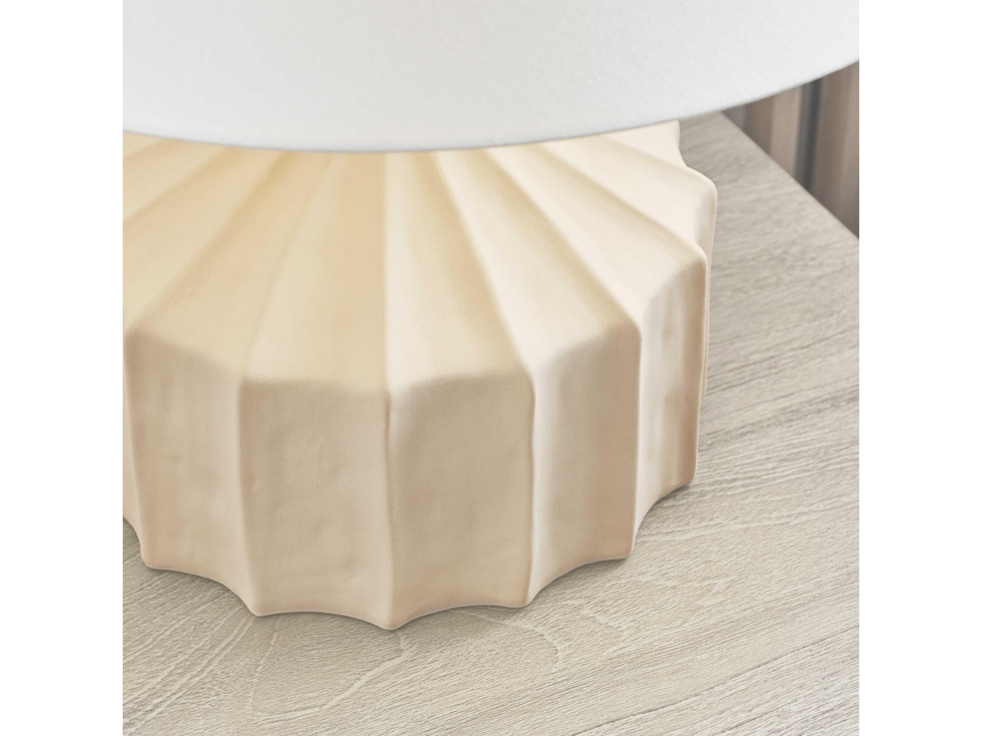 Visual Comfort Studio Veneto Matte Concrete White Linen Fabric Table Lamp