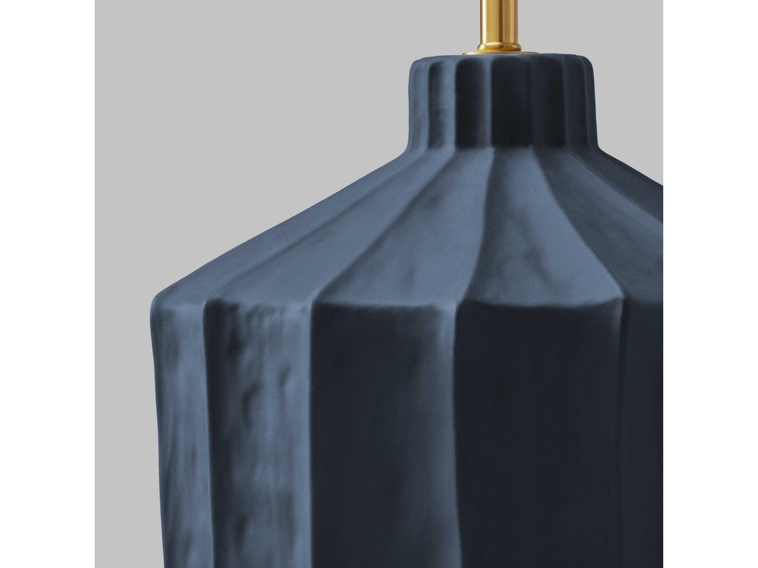 Visual Comfort Studio Veneto Matte Blue Wash White Linen Fabric Table Lamp