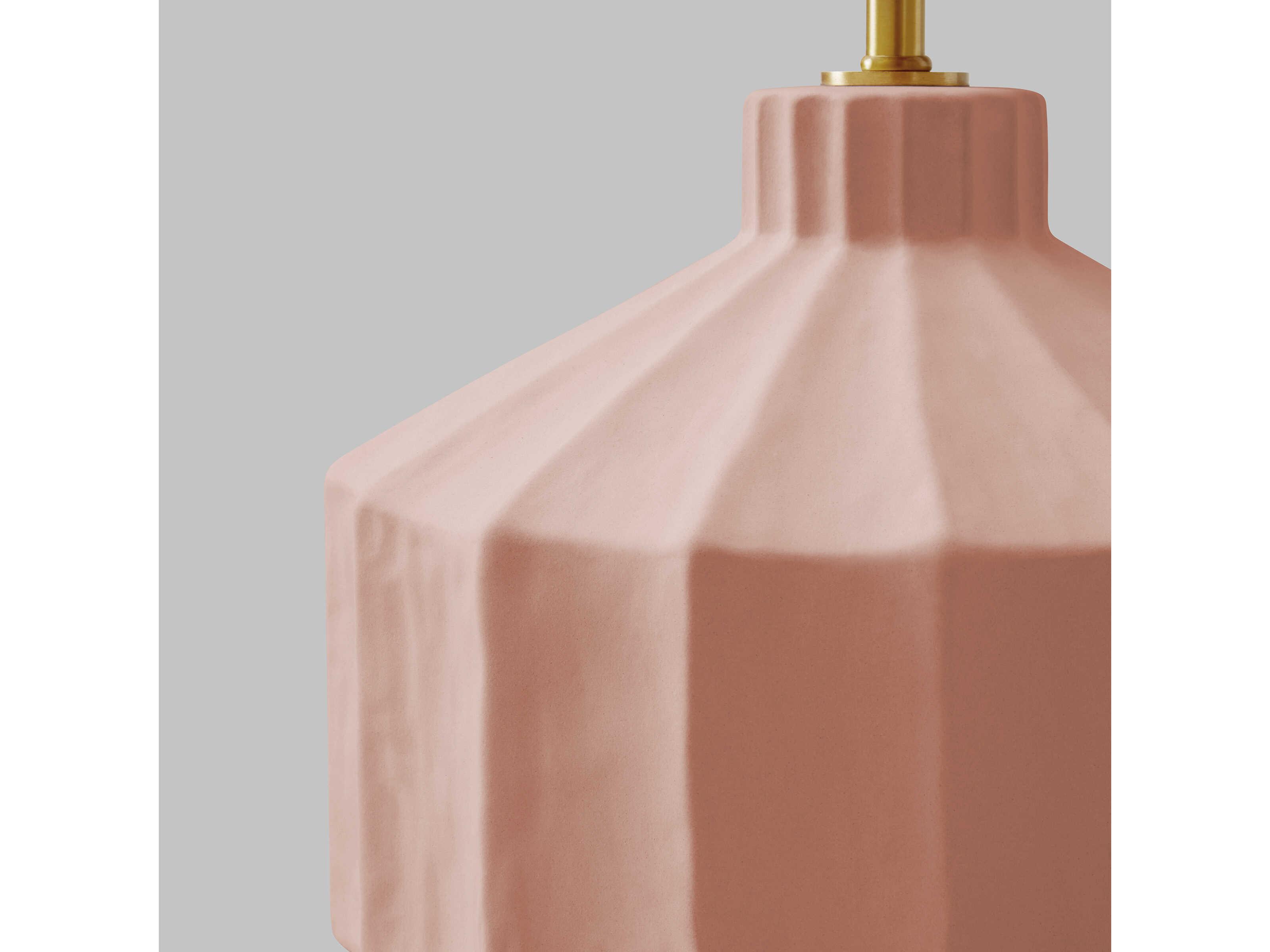 Visual Comfort Studio Veneto Dusty Rose White Linen Fabric Pink Table Lamp