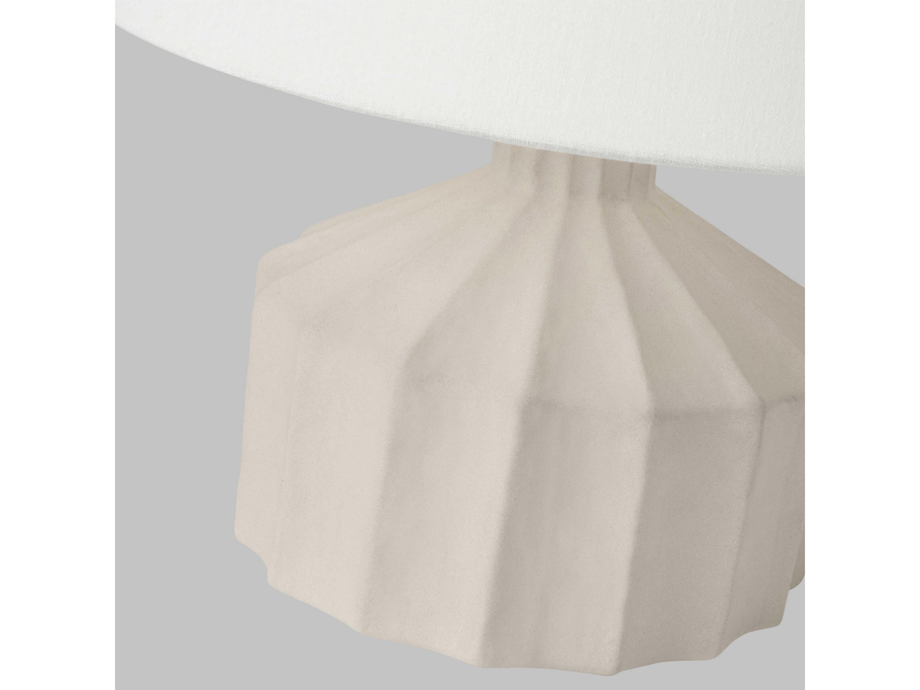Visual Comfort Studio Veneto Matte Concrete White Linen Fabric Table Lamp