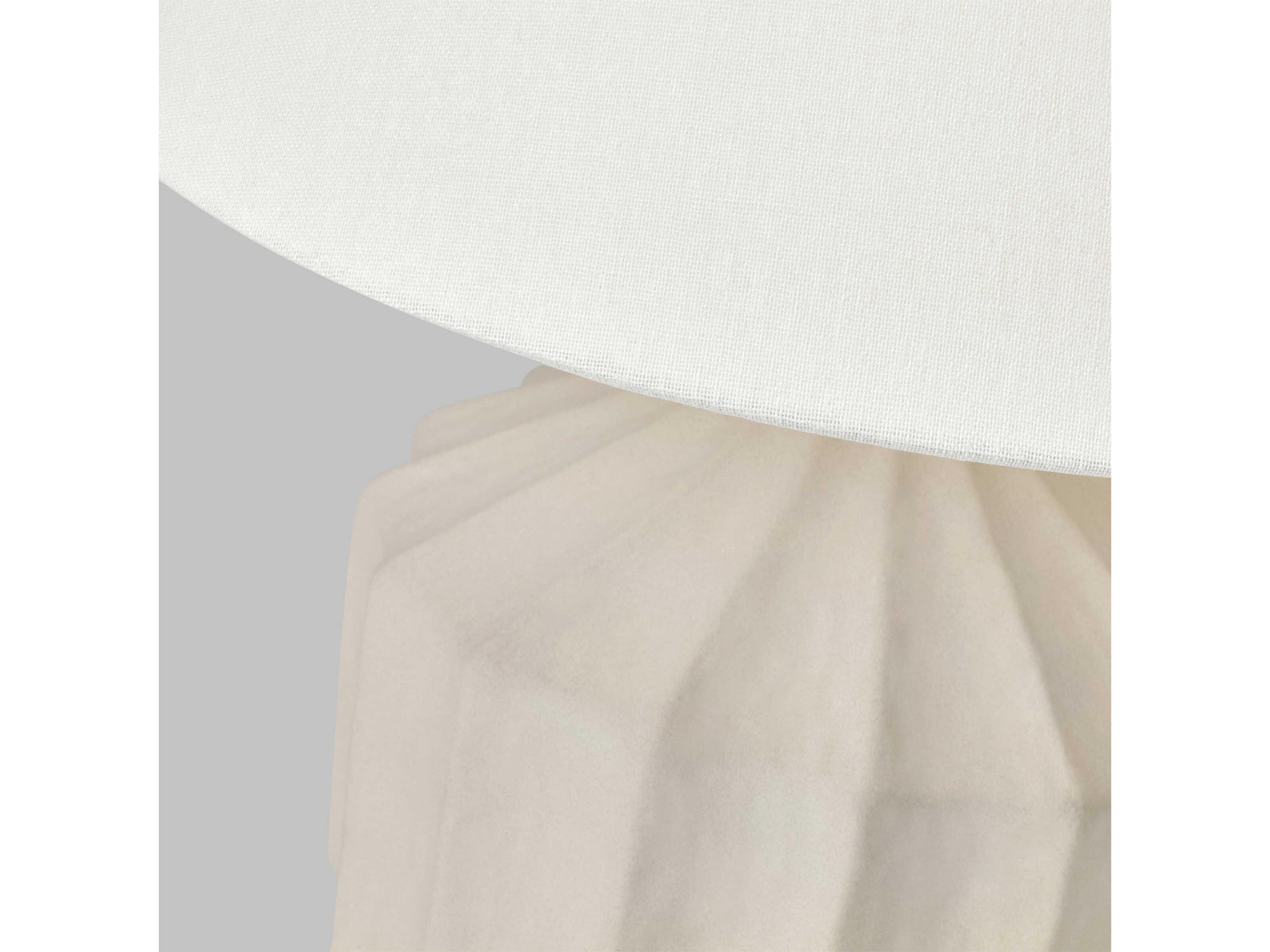 Visual Comfort Studio Veneto Matte Concrete White Linen Fabric Table Lamp