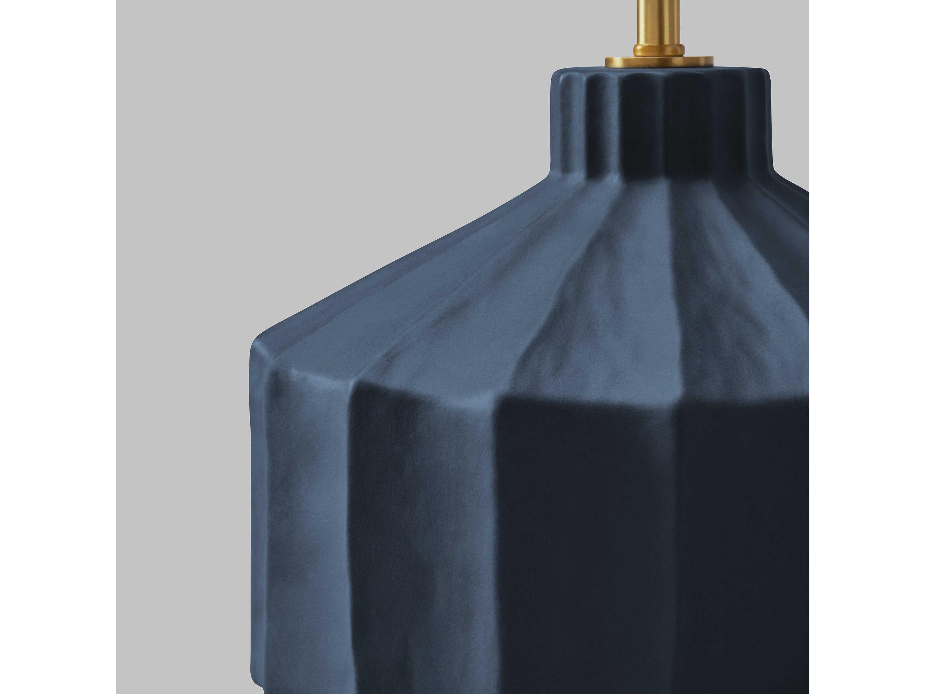 Visual Comfort Studio Veneto Matte Blue Wash White Linen Fabric Table Lamp