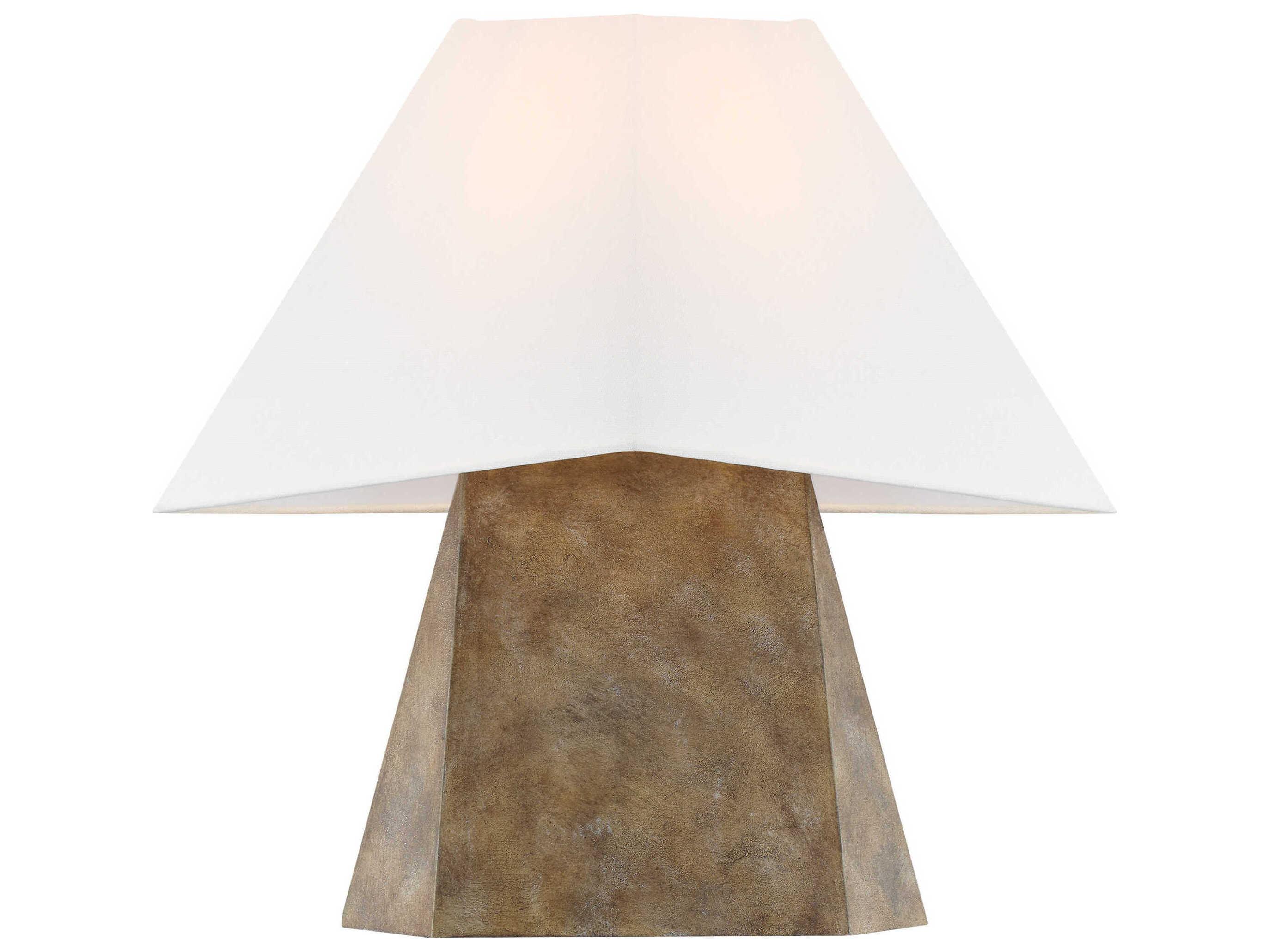 Visual Comfort Studio Herrero Antique Gild White Linen Fabric Brown Table Lamp