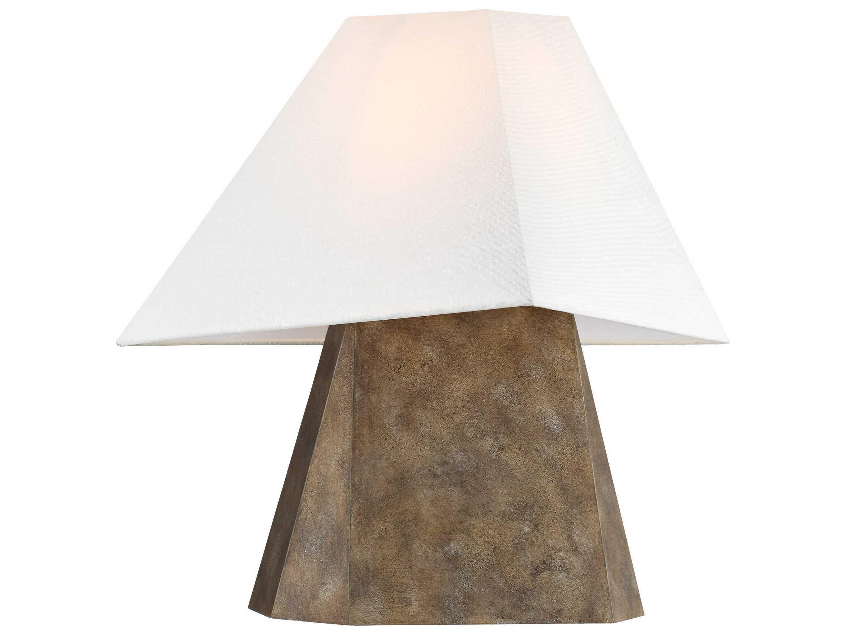 Visual Comfort Studio Herrero Antique Gild White Linen Fabric Brown Table Lamp