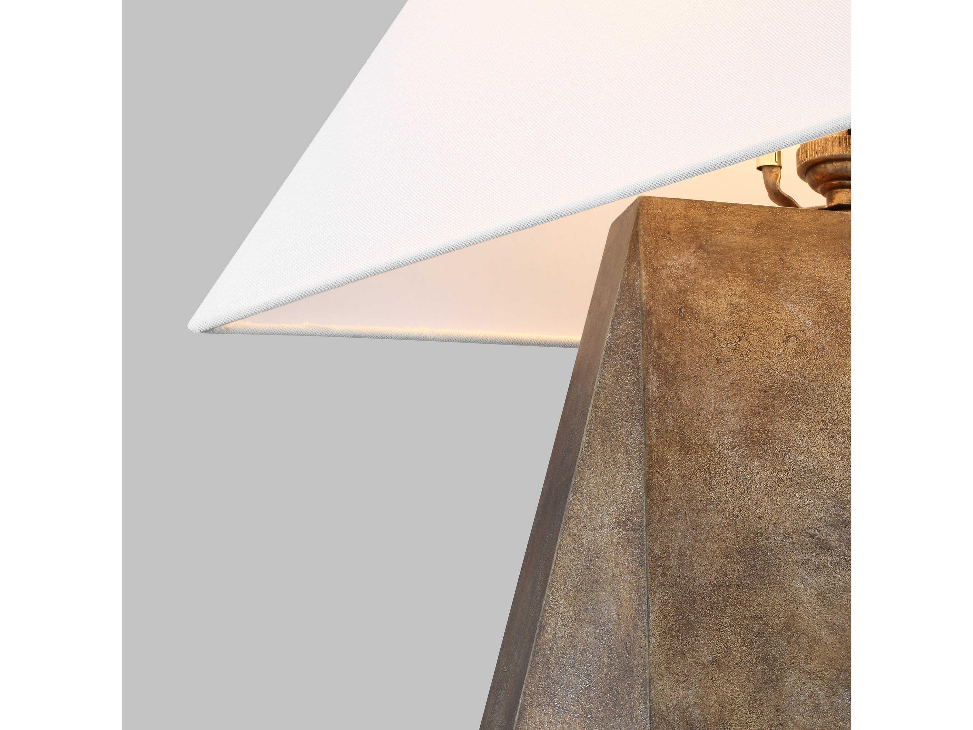 Visual Comfort Studio Herrero Antique Gild White Linen Fabric Brown Table Lamp