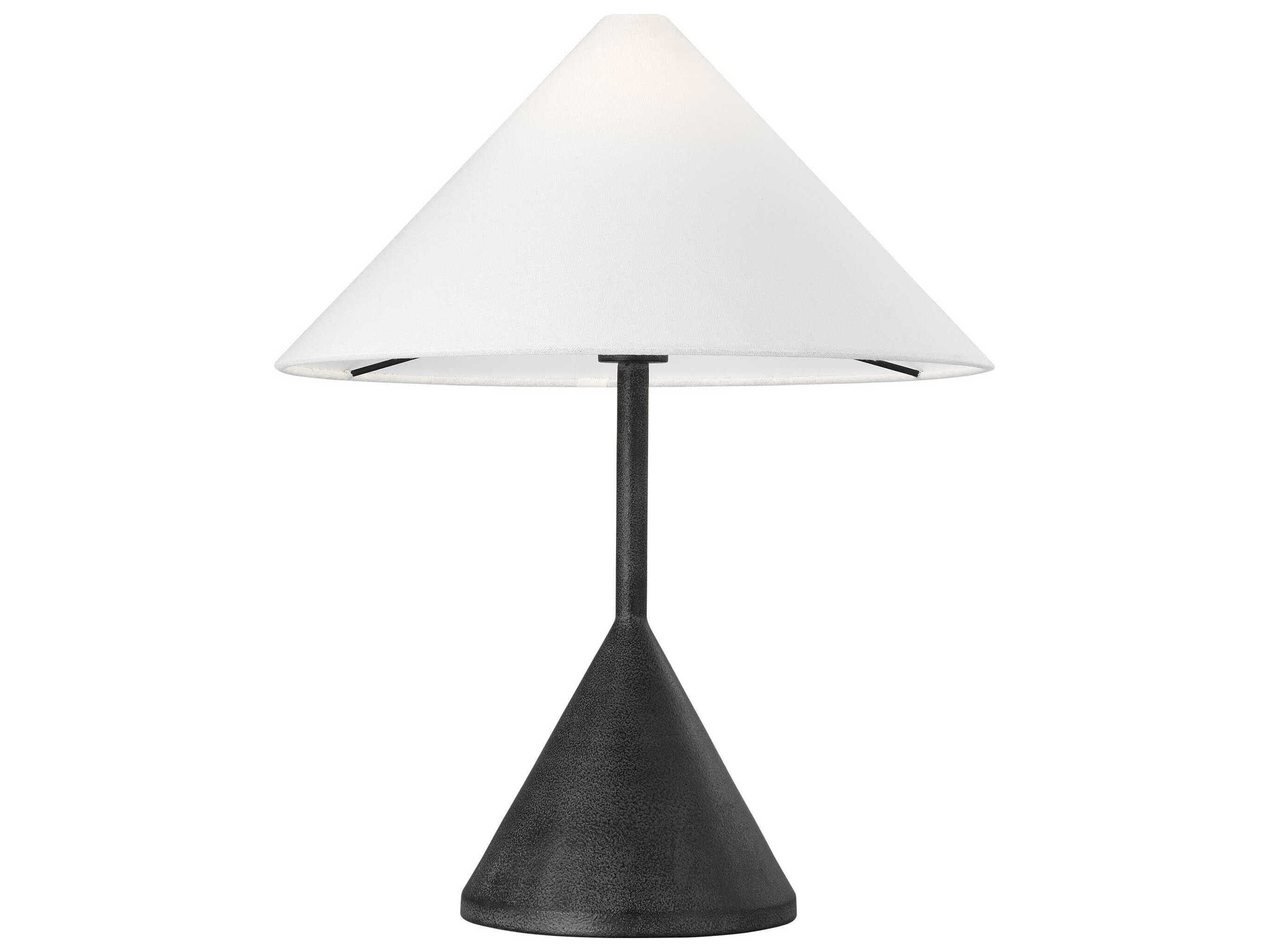 Visual Comfort Studio Brachion Black Pearl White Linen Fabric Table Lamp