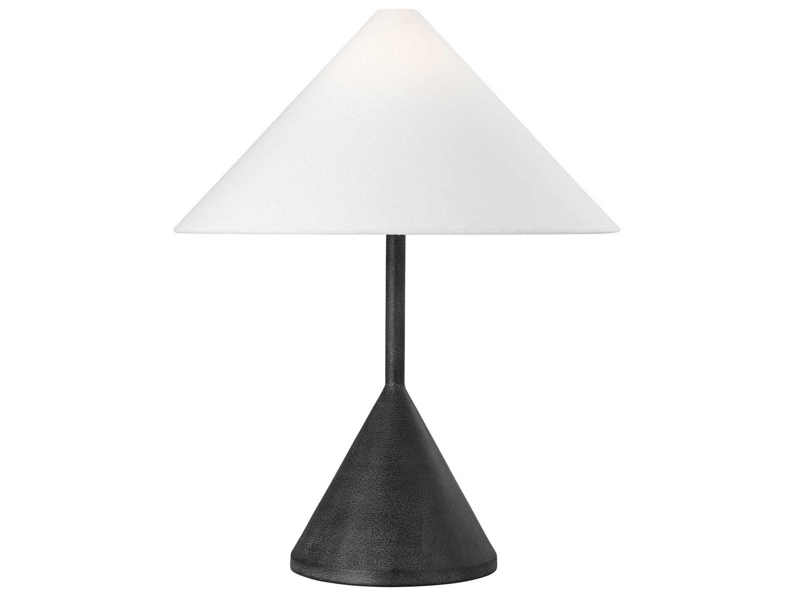 Visual Comfort Studio Brachion Black Pearl White Linen Fabric Table Lamp