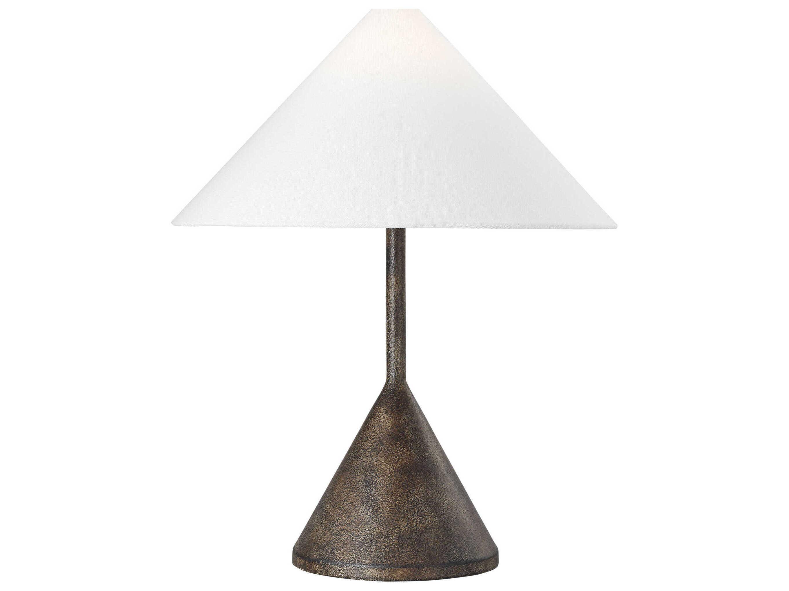 Visual Comfort Studio Brachion Rustic Bronze White Linen Fabric Table Lamp