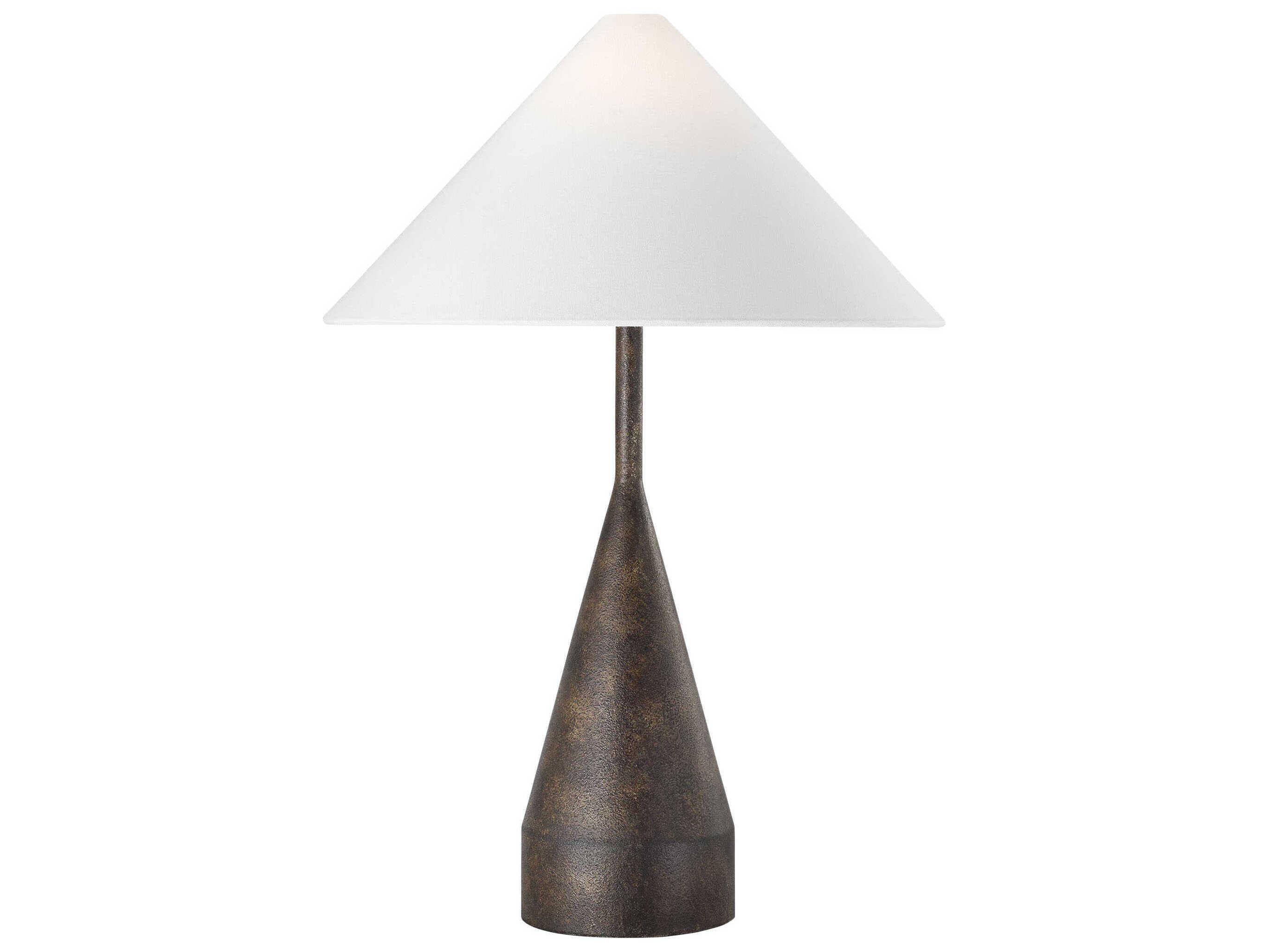 Visual Comfort Studio Brachion Rustic Bronze White Linen Fabric Buffet Lamp