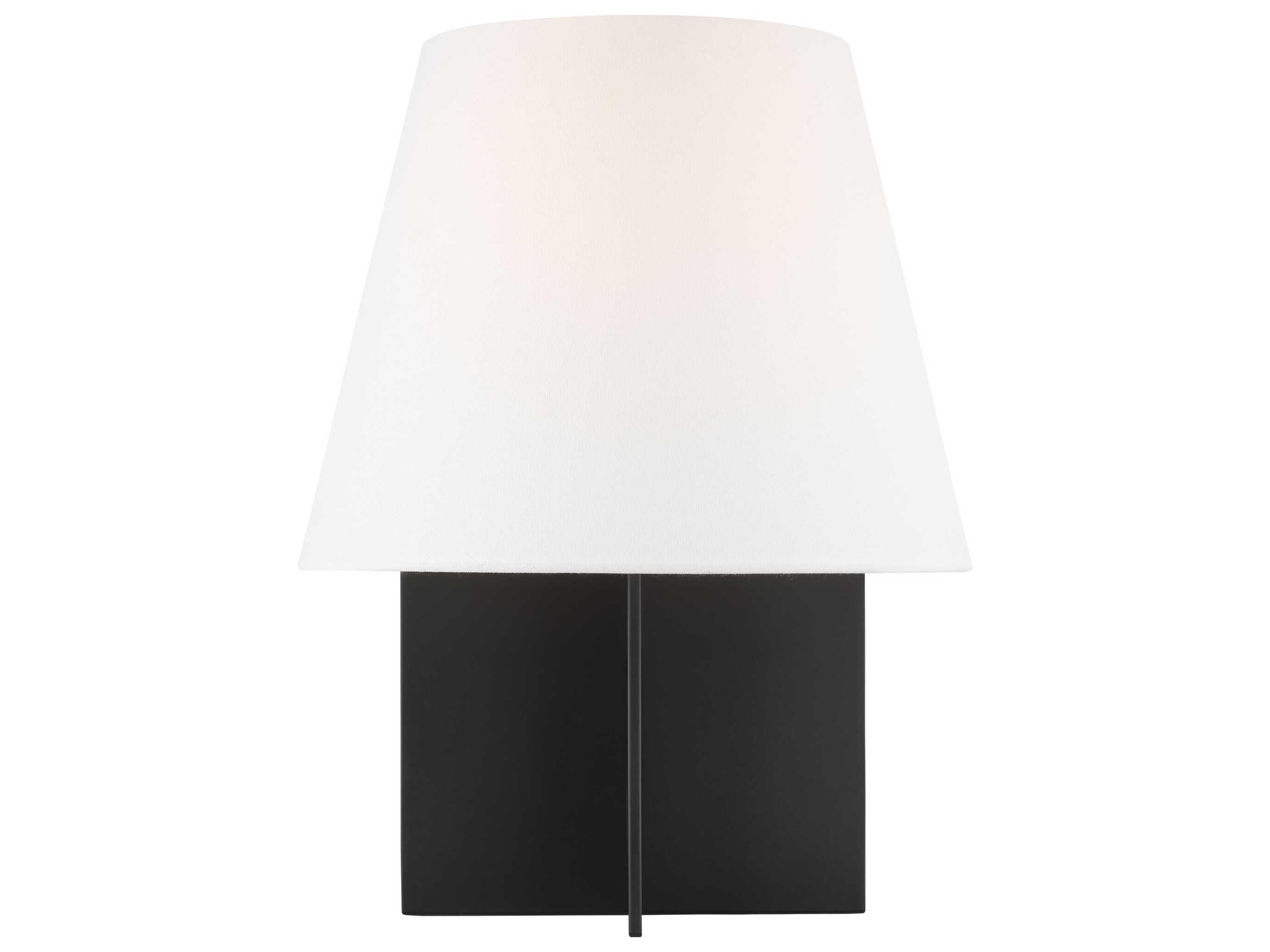 Visual Comfort Studio Blocco Midnight Black White Linen Fabric Table Lamp