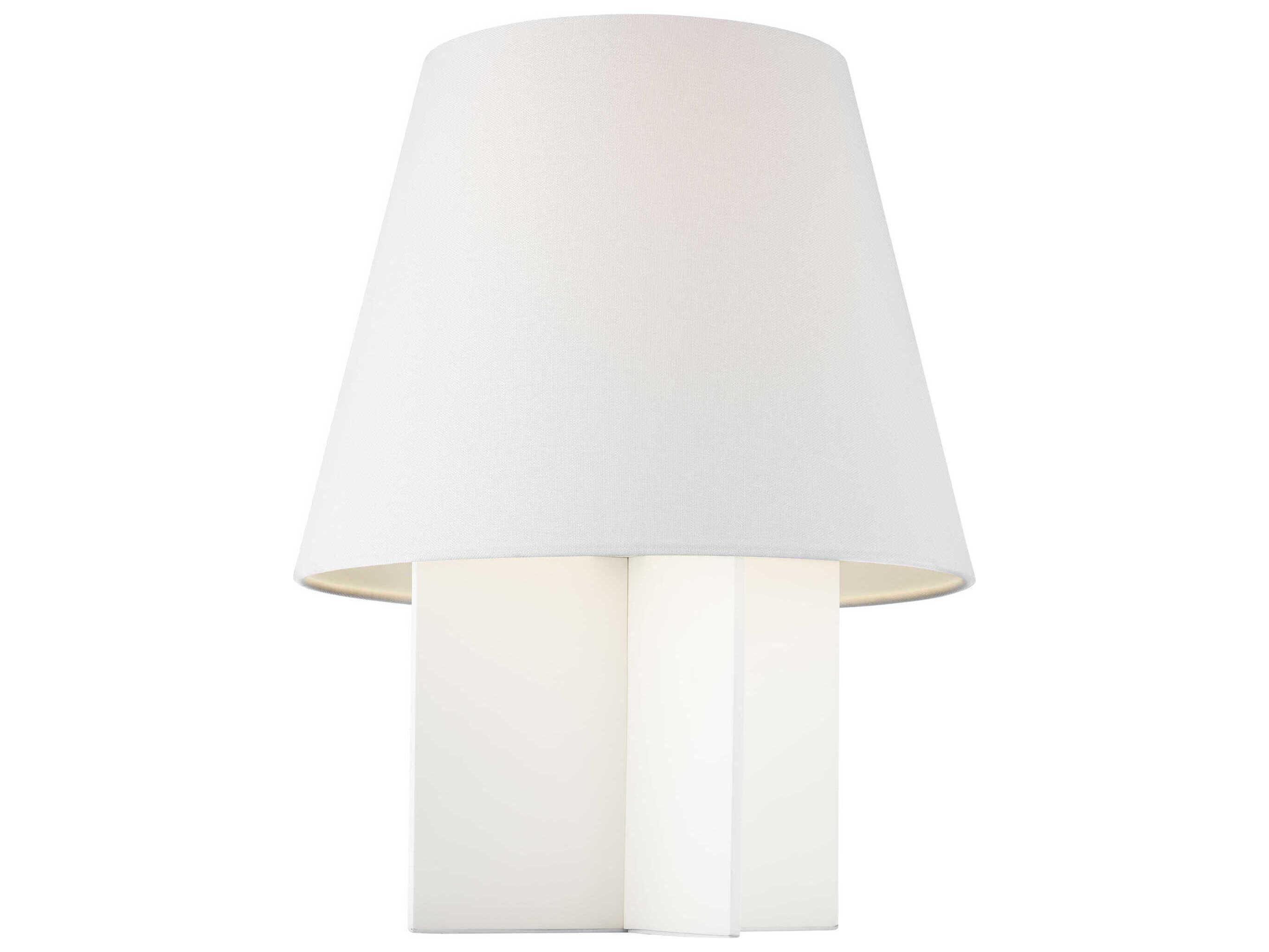 Visual Comfort Studio Blocco Soft Linen White Fabric Table Lamp