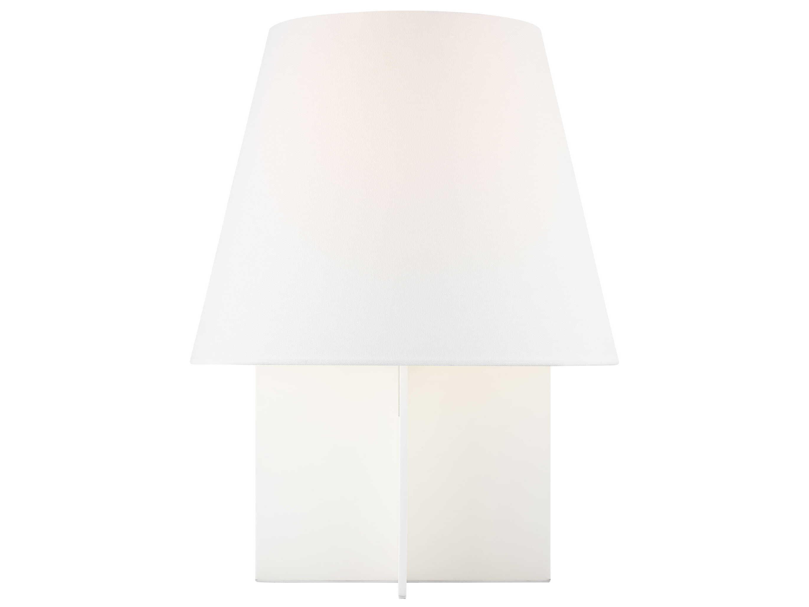 Visual Comfort Studio Blocco Soft Linen White Fabric Table Lamp