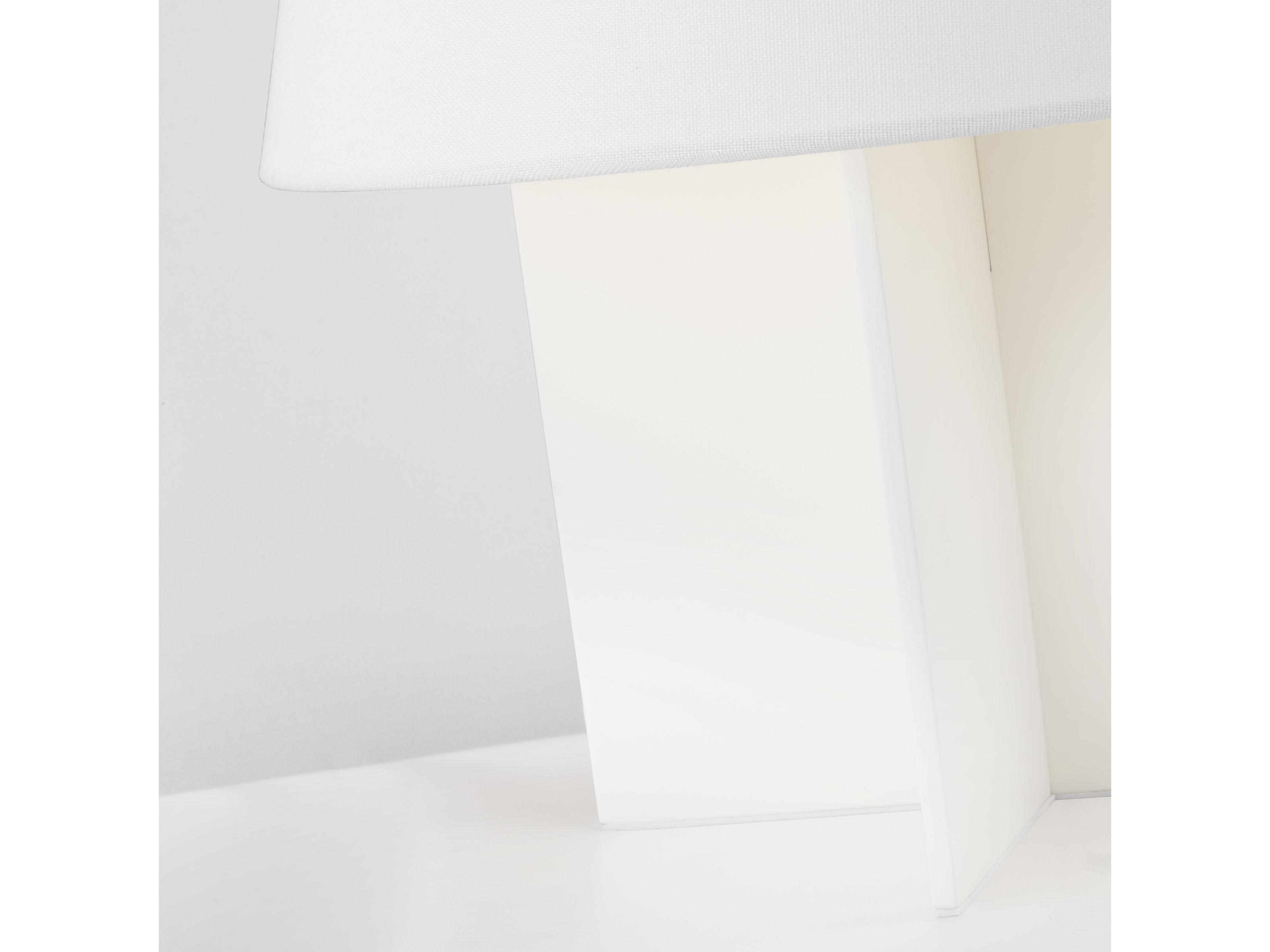 Visual Comfort Studio Blocco Soft Linen White Fabric Table Lamp