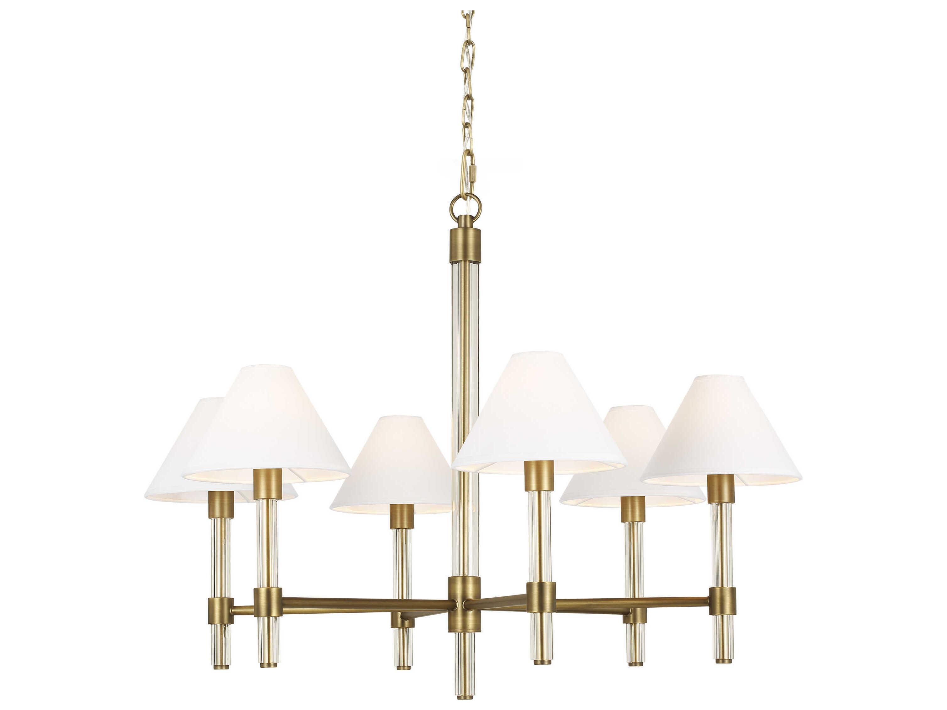 Visual Comfort Studio Robert 6-Light Time Worn Brass Empire Chandelier