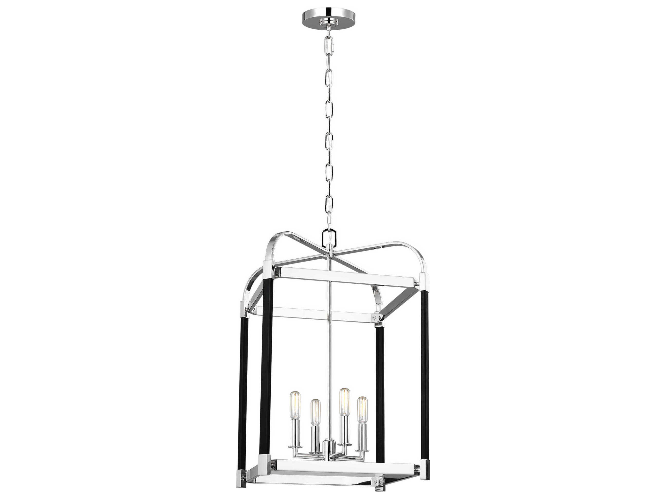 Visual Comfort Studio Hadley 4-Light Polished Nickel Lantern Chandelier